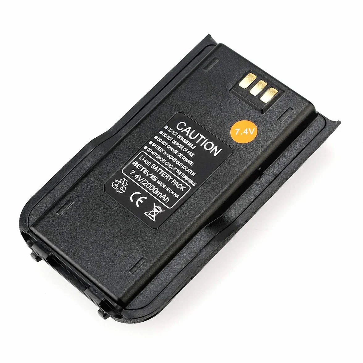 Retevis Akumulator litowo-jonowy 2000 mAh 7,4 V kompatybilny z krótkofalówką Retevis RT3 RT3S DMR Walkie Talkie TYT MD-380 (1 szt., czarny)