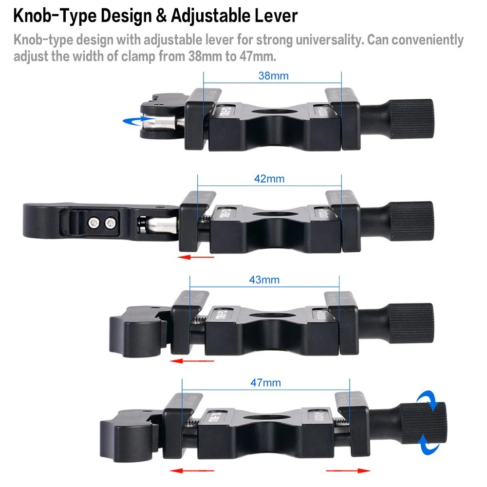Andoer CL-50LS Quick Release Plate z regulowaną dźwignią przycisk 1/4" i 3/8" otwór na śrubę płyta statywu do Arca Swiss Standard płytka szybkozłączka głowica kulowa statyw