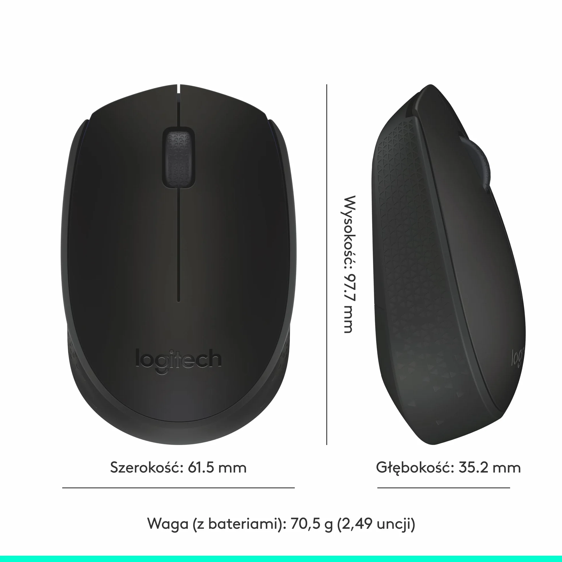 Logitech M171 Mysz Bezprzewodowa do PC, Mac, Laptopów, 2,4 GHz z Miniodbiornikiem USB, Optycznym Śledzeniem, 12-Miesięczną Żywotnością Baterii, Oburęczna - Czarny