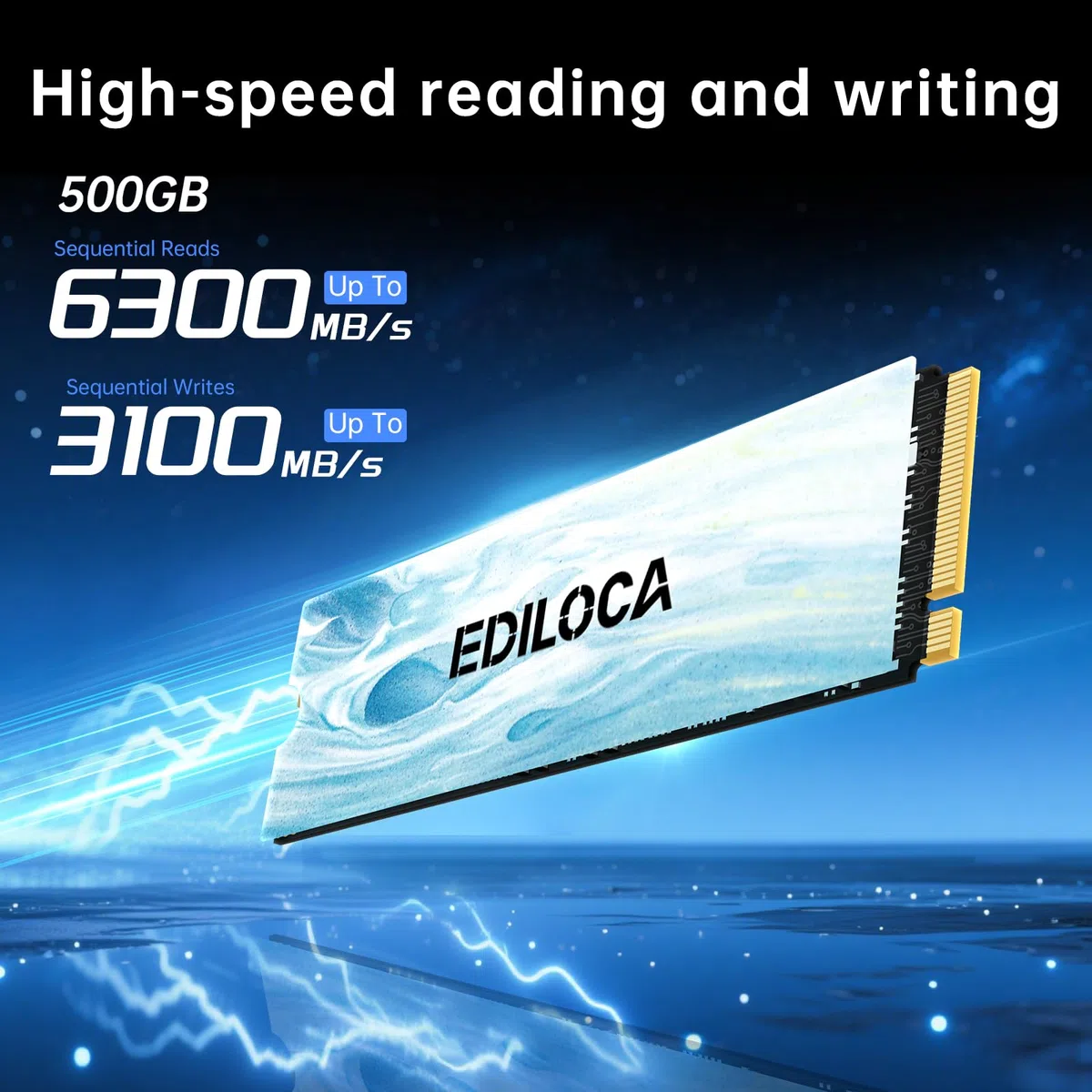 Ediloca EN880E M.2 SSD 500 GB NVMe SSD M2 2280 PCIe Gen 4x4, odczyt do 6300 MB/s, wewnętrzny dysk półprzewodnikowy do laptopa stacjonarnego