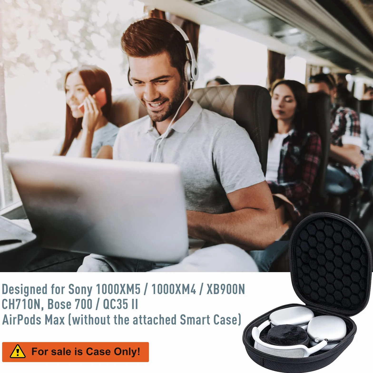 ProCase Etui na słuchawki do Sony WH1000XM5/ WH1000XM4/ WHXB910N/ WHCH710N/ WHXB900N/ Bose 700/ QC35 II zestaw słuchawkowy torba podróżna na bezprzewodowe słuchawki z redukcją szumów, twarda obudowa - czarna