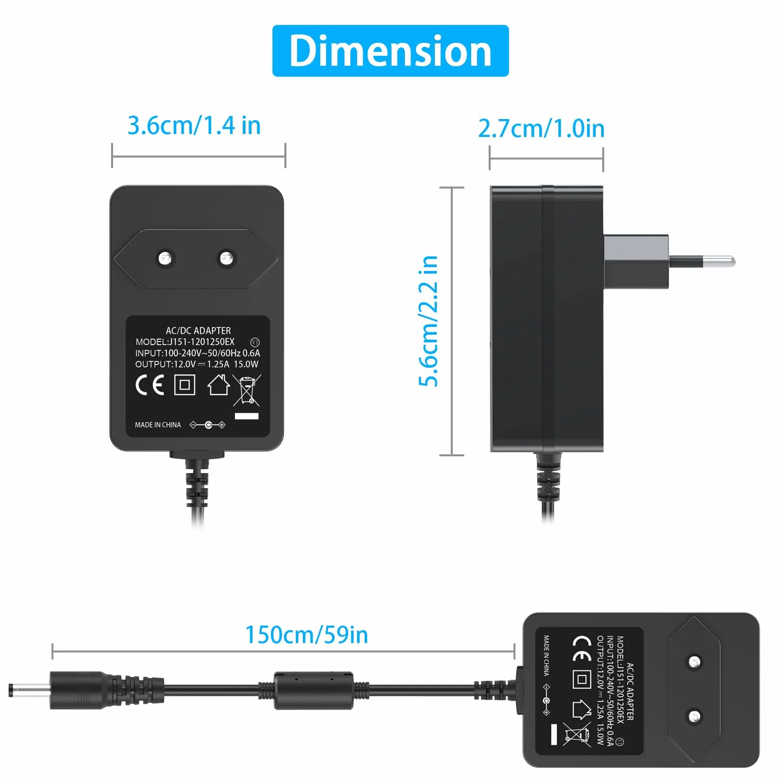 Zasilacz sieciowy 15 W do Echo Dot 3. 4. 5. gen, Show 5 1. 2. gen, Spot, Dot 3., Fire TV Cube, Echo Pop 2023