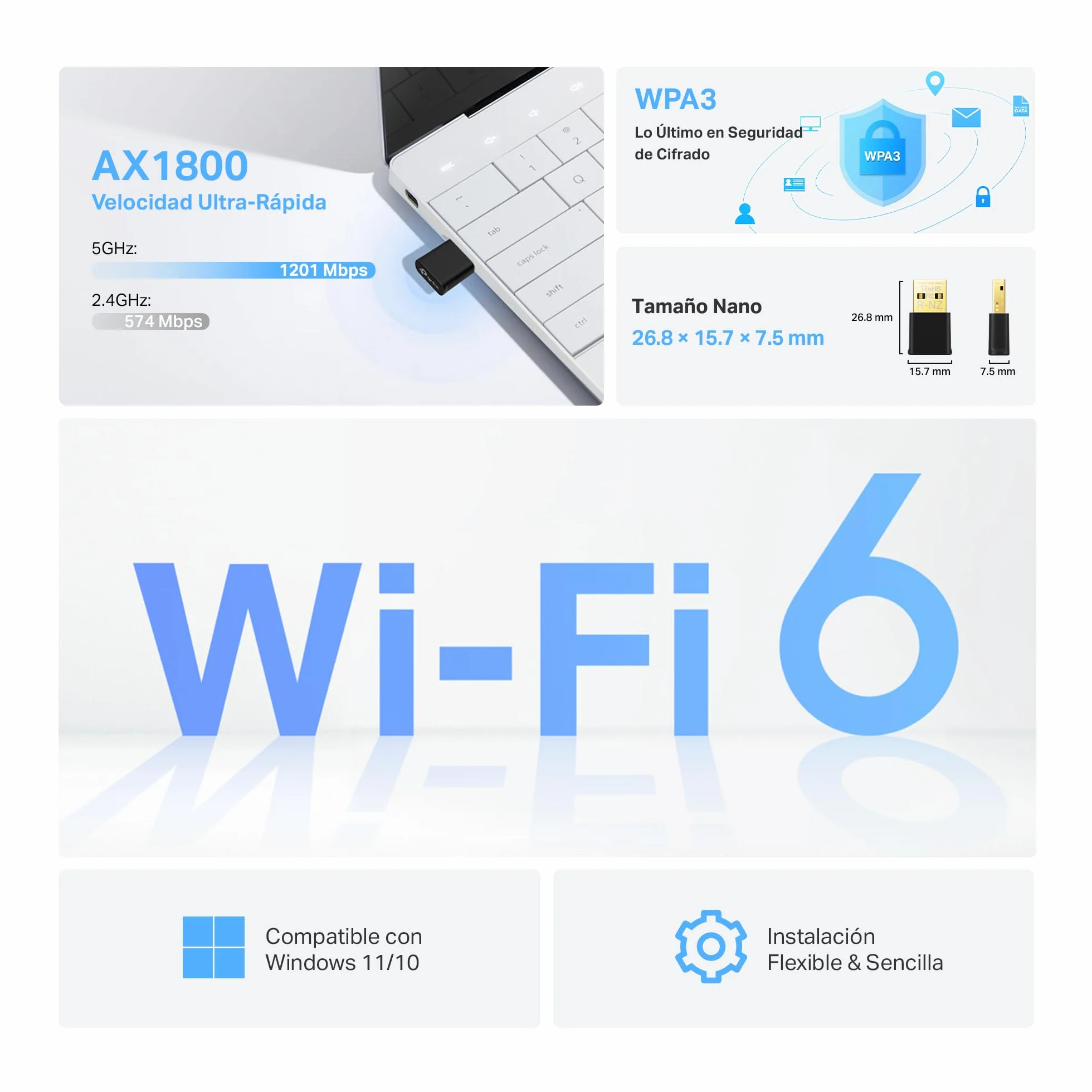 TP-Link Archer TX20U Nano, AX1800, Plug & Play