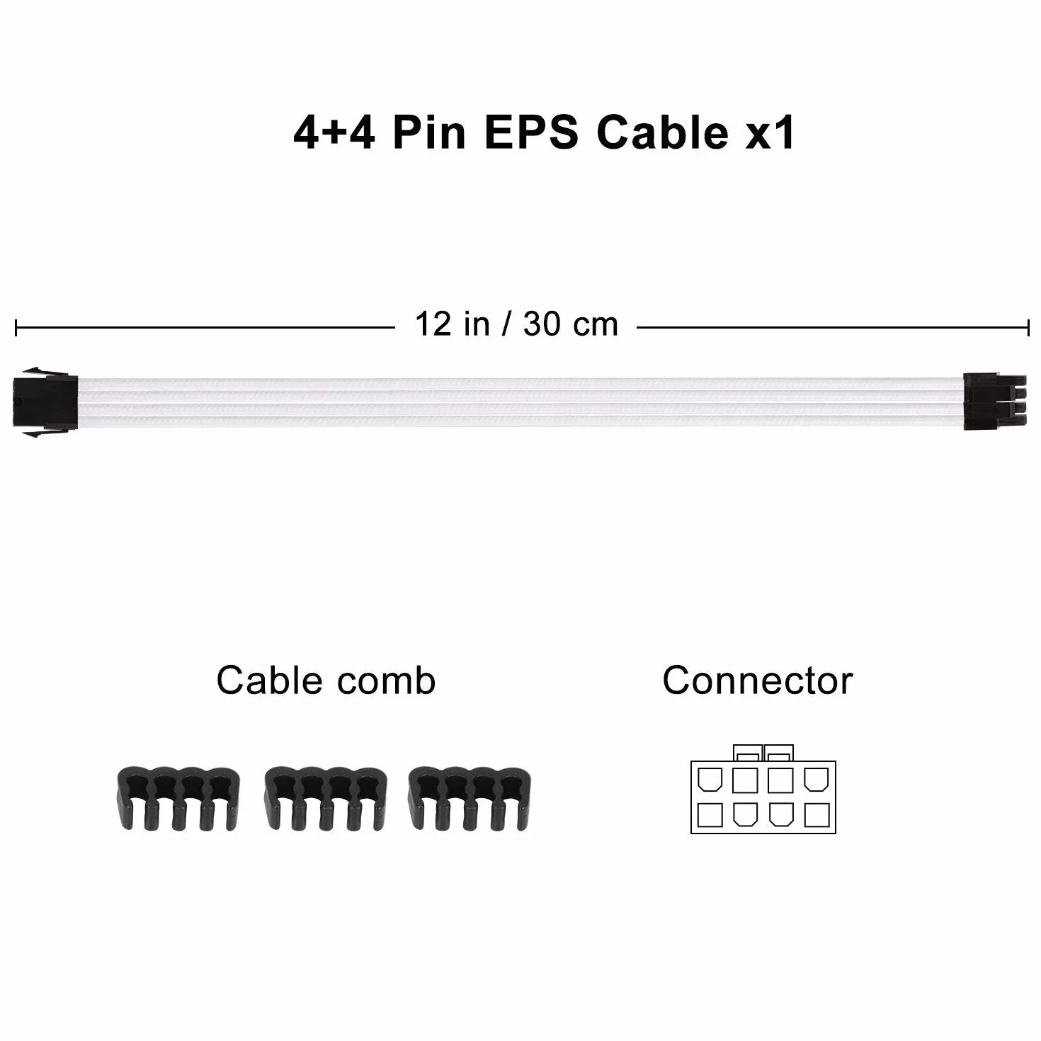 J&D ATX kabel zasilający, 6 opakowań ATX Sleeved Cable - zestaw przedłużający kabel, 18AWG 30 cm, przedłużenie kabla do zasilania 24-pinowe, 8 pinów, 6 P (4+4) pin (6+2) P, przedłużenie kabla PSU z