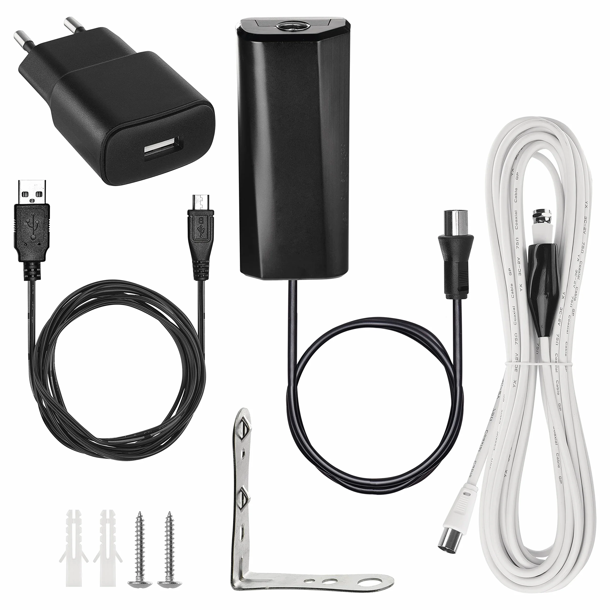 EMOS antena telewizyjna DVB-T2 uniwersalna wewnątrz zewnątrz filtr 5G wzmacniacz HDTV Full-HD 0-80 km