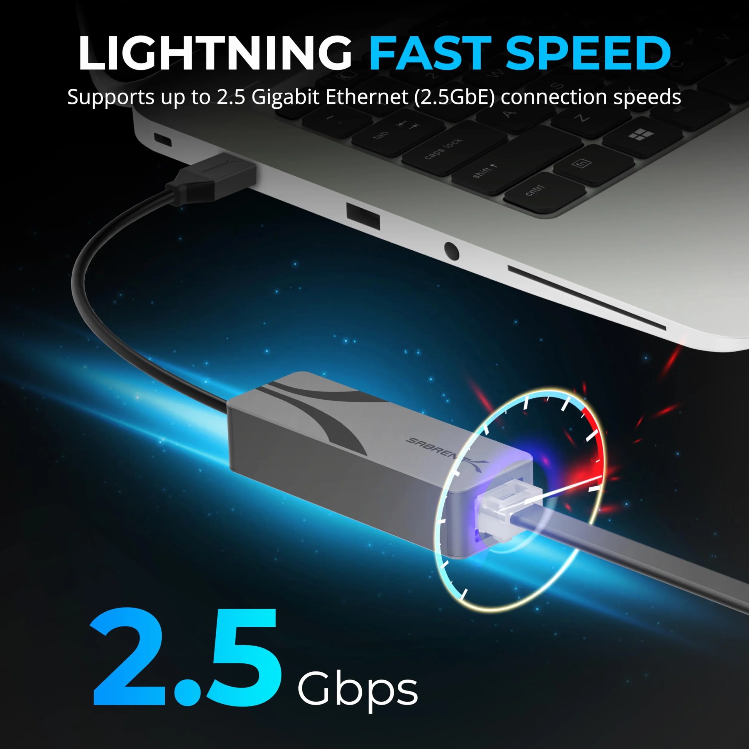 SABRENT Adapter USB 3.0 do 2.5 Gigabit Ethernet – adapter sieciowy USB-A do 2,5 GbE, aluminiowa obudowa, wtyczka i odtwarzanie, wstecznie kompatybilny z 10/100/1000/2500 Mbps, zasilanie magistralą