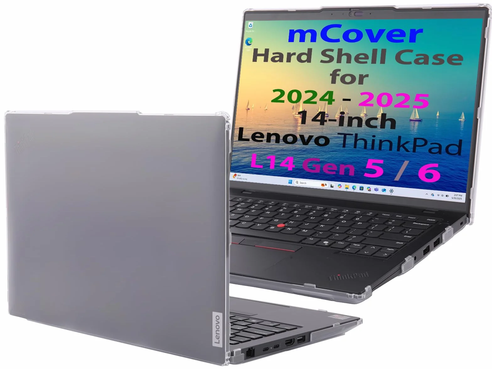 mCover Etui kompatybilne TYLKO do notebooków z systemem Windows 2024-2025 35.6 cm Lenovo ThinkPad L14 Gen 5 (NIE pasuje do innych modeli Lenovo), przezroczyste
