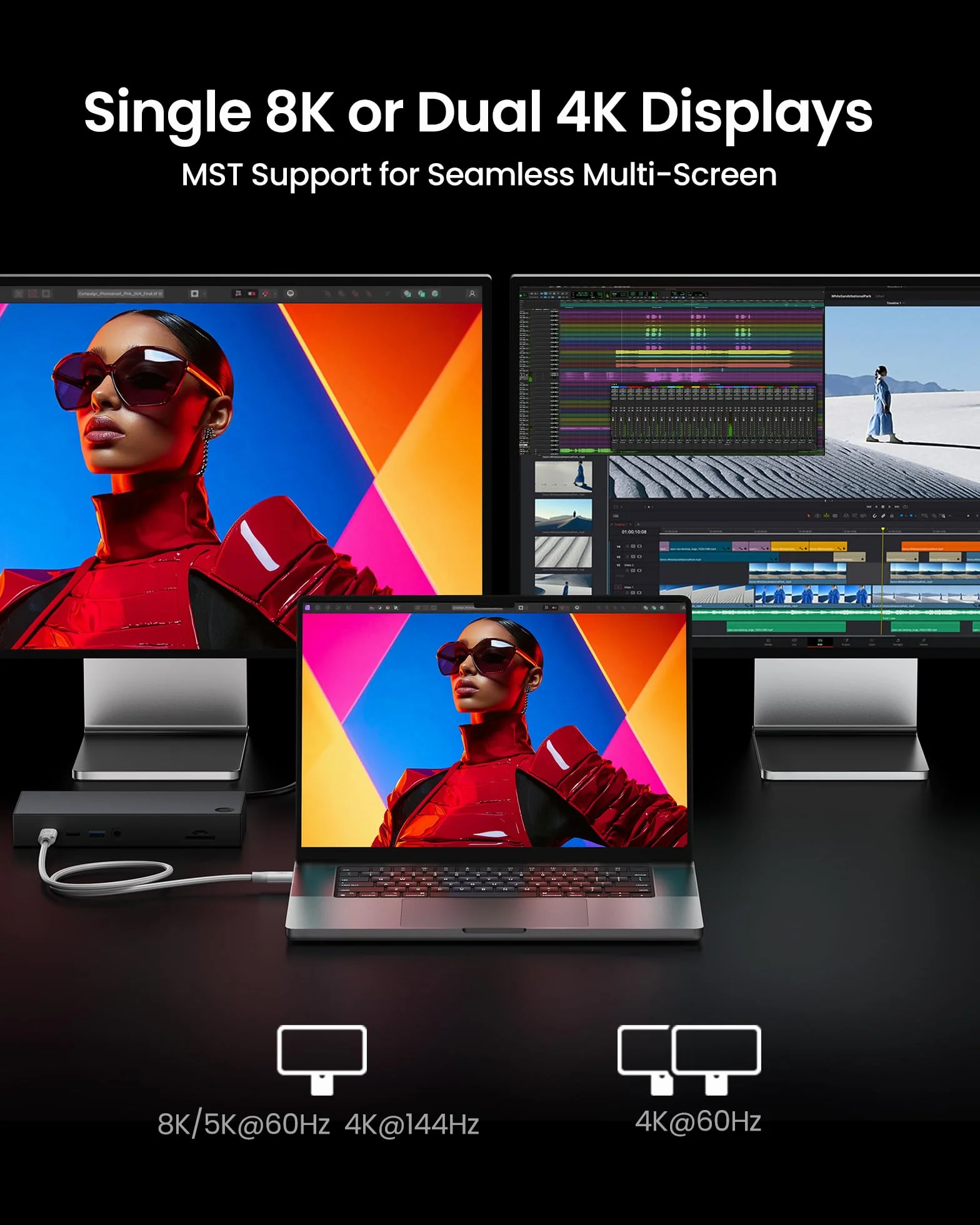 Silkland Kabel USB4 dla Thunderbolt 4 Biały 1M, transfer danych 40Gbps, Kabel ładujący PD3.1 240W 48V/5A, 8K@60Hz, USB C do USB C do iPhone 17/16/15, MacBook Pro, iPad Pro, Dock, SSD, Monitor