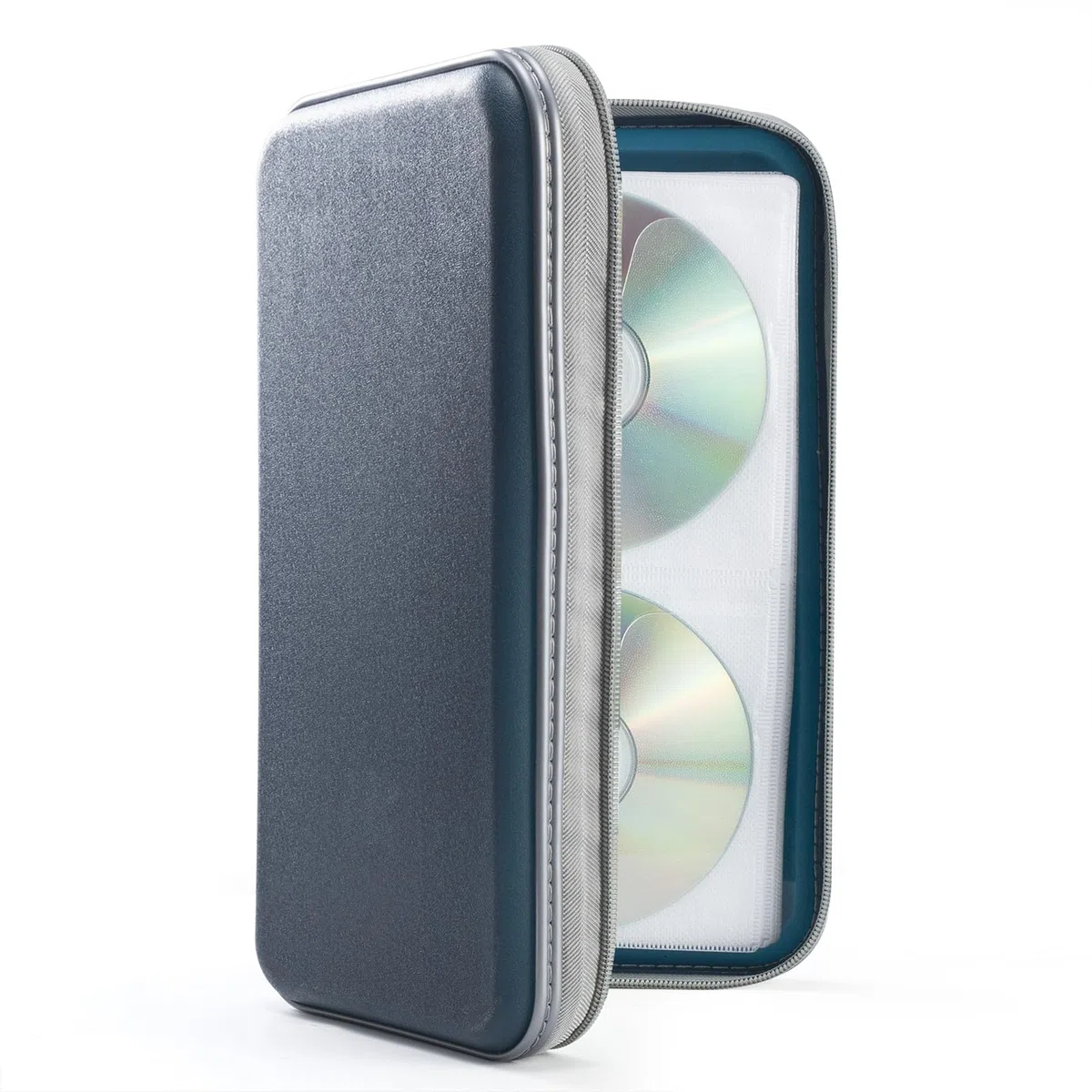 UENTIP Etui na cd, 96 pojemności, uchwyt dla płyta, twardy plastikowy portfel do przechowywania płyt CD/DVD, do samochodu, domu, podróży (ciemnoniebieski)