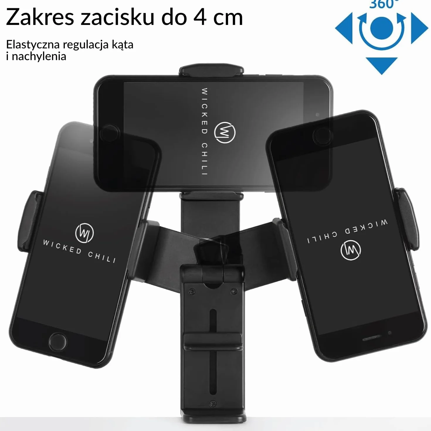 Wicked Chili 1 x uchwyt na telefon komórkowy do samolotu, pociągu, łodzi i pracy, uniwersalny stojak na telefon komórkowy, składany, przegub 360° i zacisk stołowy, pociąg, kuchnia, biurko | Samolot, biuro, kuchnia, kompatybilny z iPhone i Samsung Galaxy,