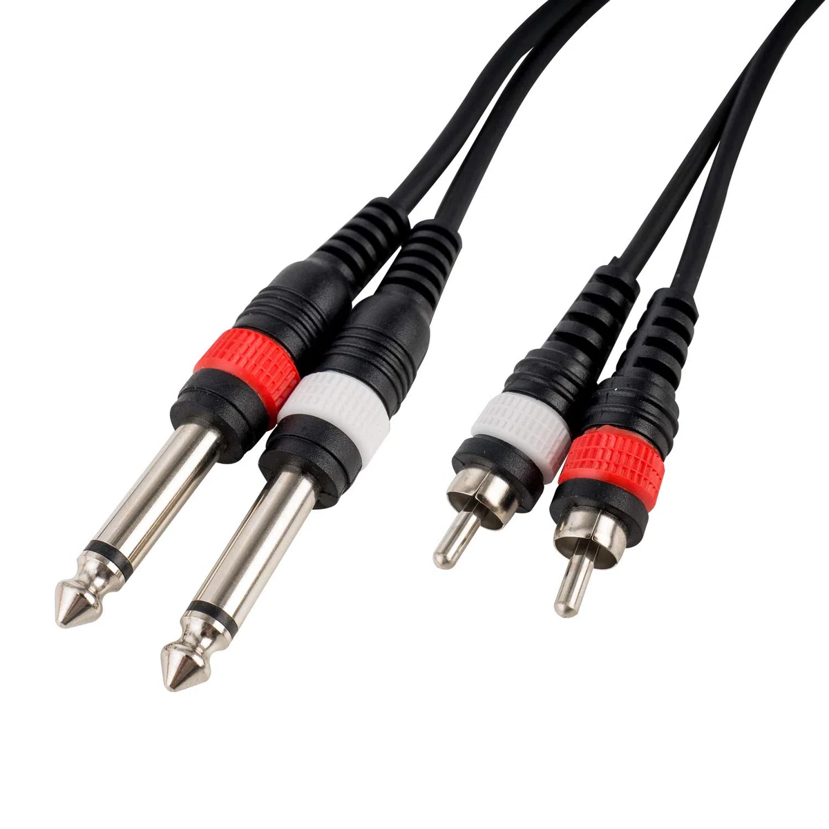 CASCHA Profesjonalny kabel audio, 2 x jack 6,3 mm męski do 2 x RCA Chinch męski, długość 1 m, czarny