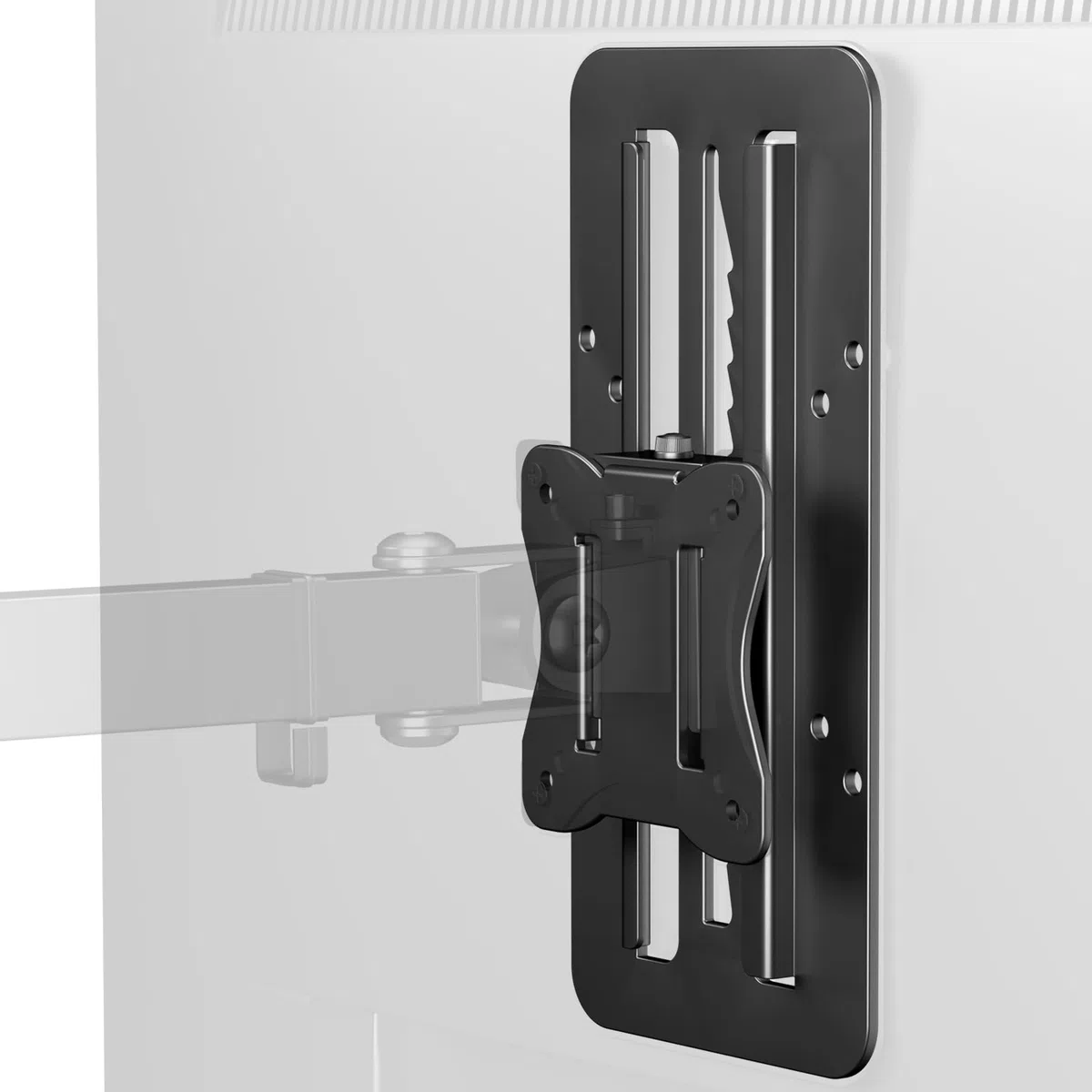 Adapter VESA z regulacją wysokości do monitorów 13-27 cali, Max. 8 kg | Uchwyt VESA z regulacją pionową 15 cm, kompatybilny z VESA 75x75/100x100 mm, czarny