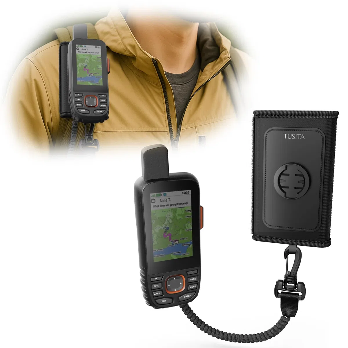 TUSITA Linka Zabezpieczająca do Plecaka Akcesori Kompatybilny z Garmin Handheld GPS Urządzeniami - Uchwyt na Pasek na Ramię z Ochraniacz na Ramię - Uchwyt na Pasek System Mocowania