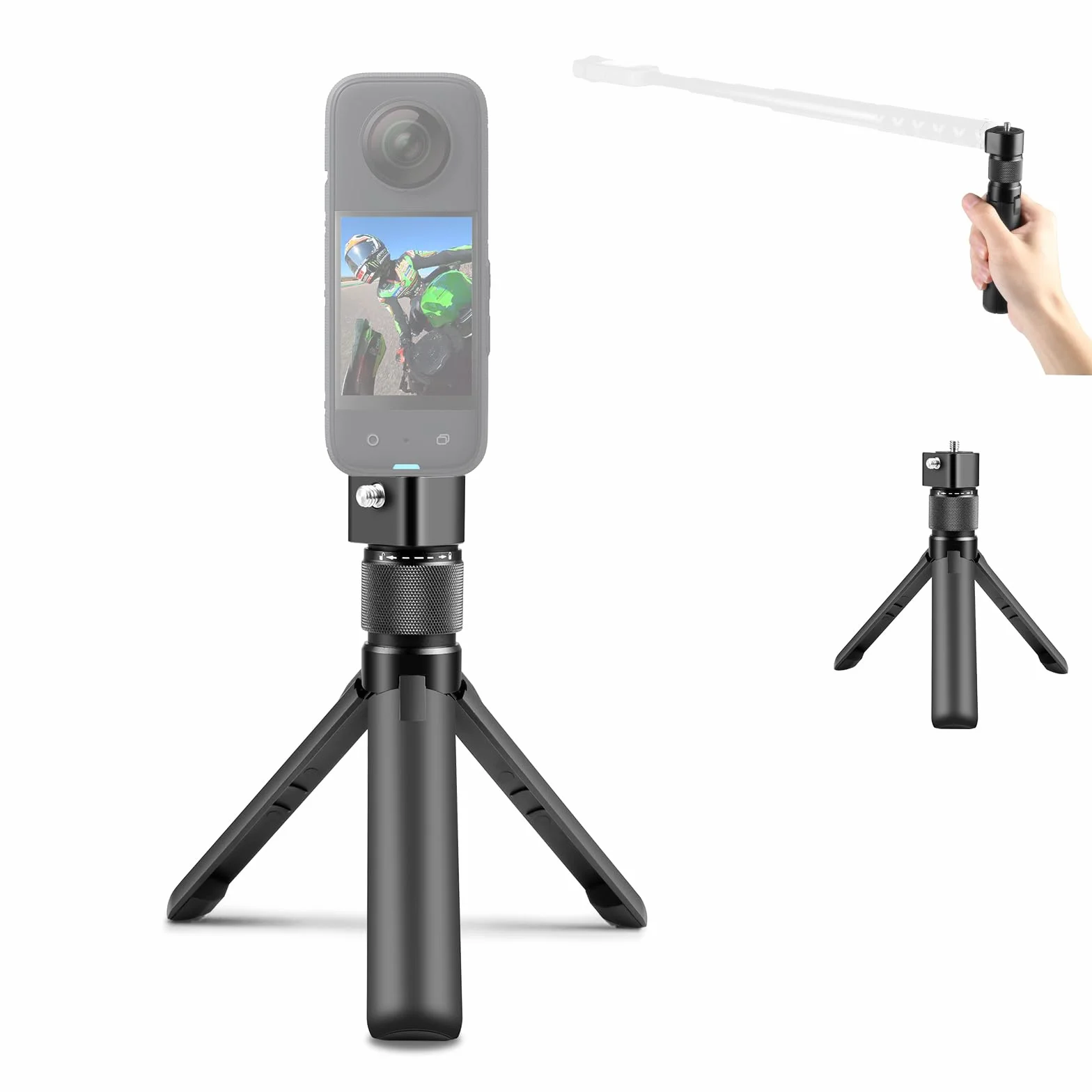PULUZ Mini Składany Obrotowy Statyw do Kamery Sportowej 1/10.2 cm Śrubowy do Insta360 X3/X4/ONE X2/RS GoPro DJI