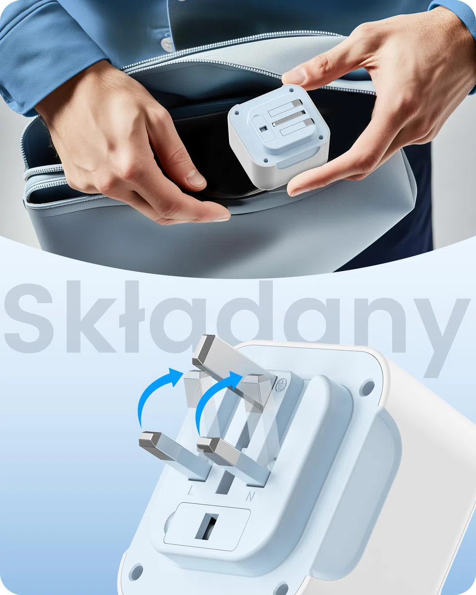 LENCENT Adapter Podróżny UK Niemcy, Adapter Typu G, Składana | Wtyczka Podróżna z 2 Portami USB-C&2 USB-A, EU Schuko na UK dla Anglii, Wielkiej Brytanii, Szkocji, Irlandii, Malediwów