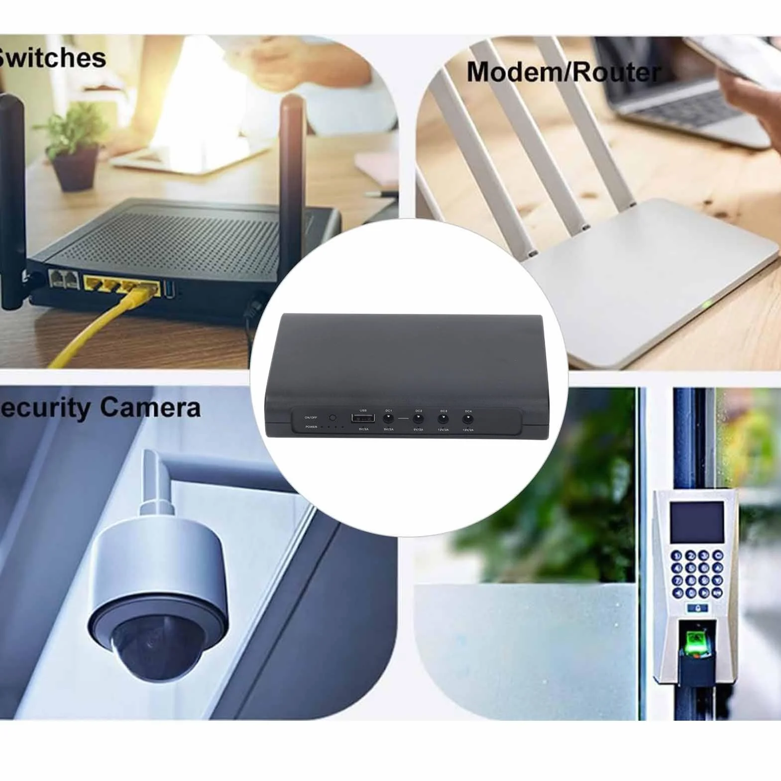 Zasilanie Akumulatorowe Mini UPS, Zasilacz Awaryjny Mini UPS 27000 Zestaw Akumulatorów Zapasowych o Napięciu 5 V 9 V 12 V 2 A, do Routerów Modemy Aparaty Smartfony (wtyczka UE)