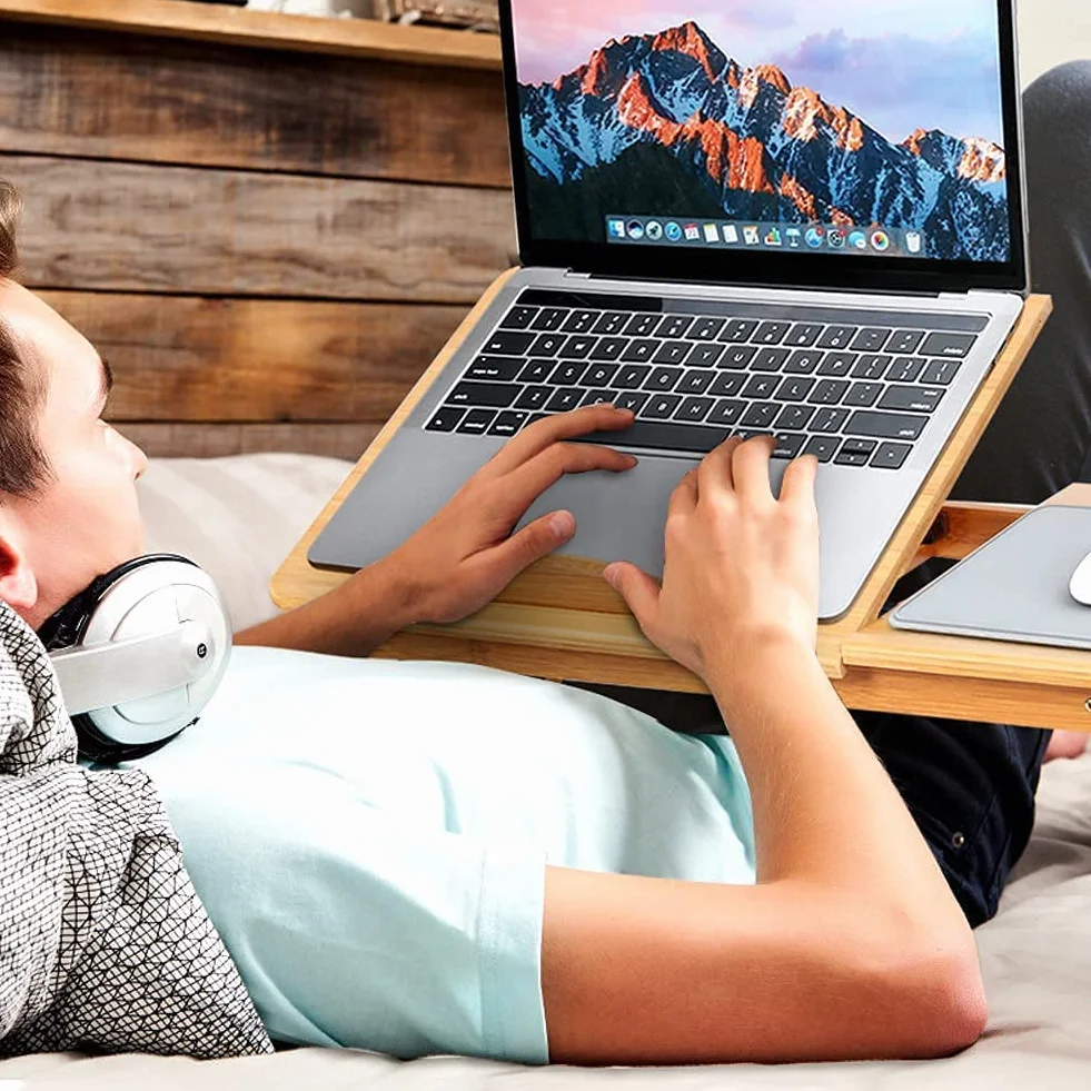 Składany stolik na laptopa z szufladą biurko z regulacją wysokości