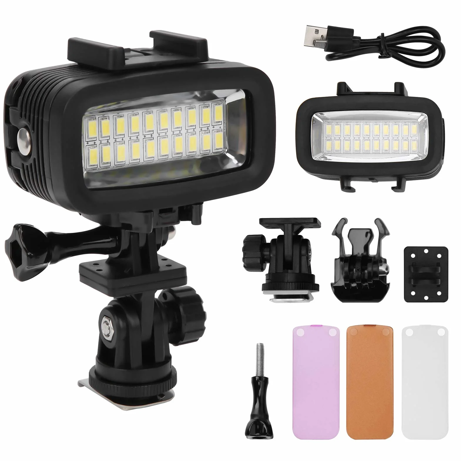 Światło do Nurkowania LED 40M Fotografia Podwodna Wypełnij Światło Wodoodporna Kamera Oświetlenie Wideo 5500K