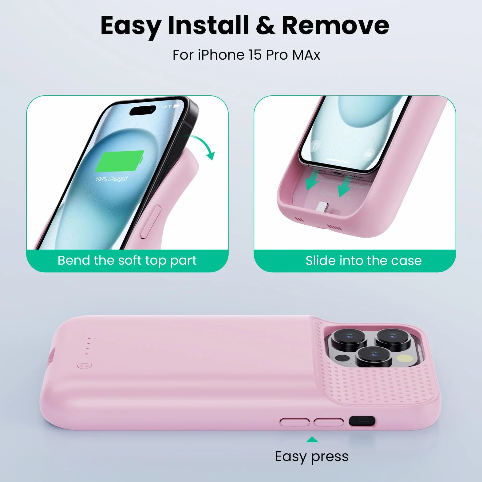 Feob Etui na baterię do iPhone 15 Pro Max (6,7"), 8600 mAh 15 W Powerbank etui dodatkowe etui na telefon komórkowy, etui na telefon komórkowy, etui na telefon komórkowy, etui na telefon komórkowy,
