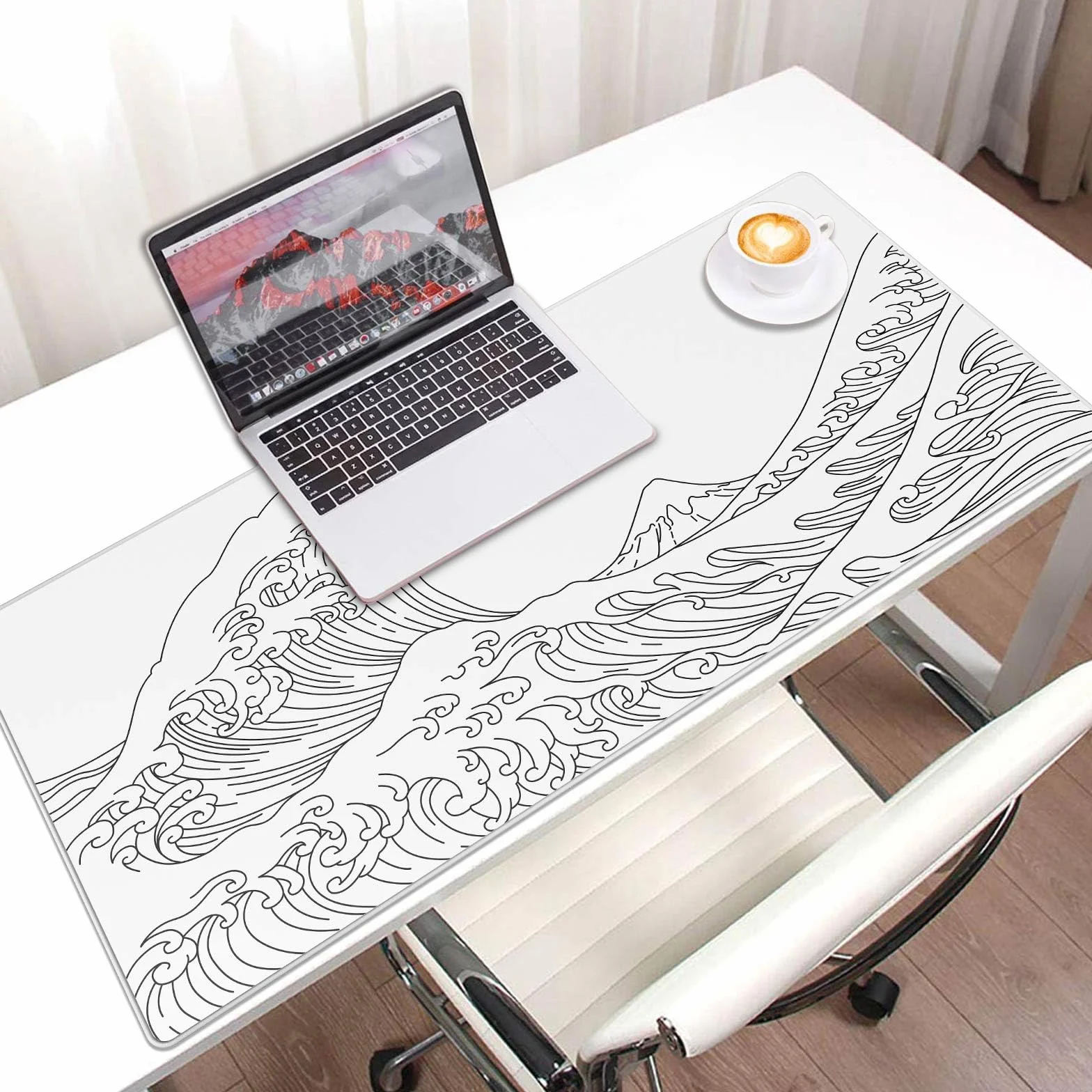 JIALONG Gamingowa podkładka pod mysz XXL Speed, biała, 900 x 400 mm, XXL, podkładka na biurko, wodoodporna, antypoślizgowa mata pod mysz, do komputera i laptopa