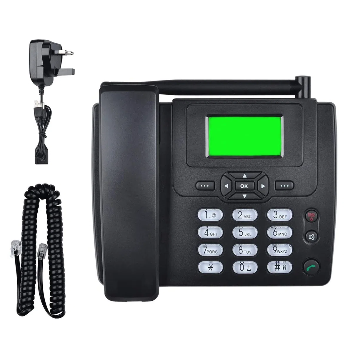 IBOWZ Telefon przewodowy na biurko dwupasmowy telefon komórkowy GSM, telefon biurkowy, bezprzewodowy telefon stacjonarny, telefon stacjonarny, telefon stacjonarny do domowego biura, hotelu, funkcja