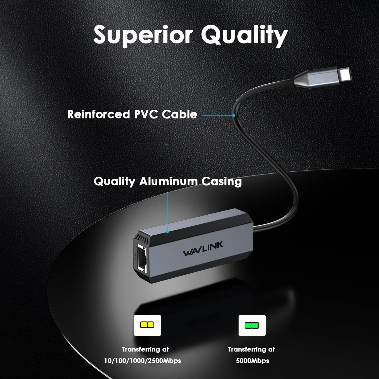 WAVLINK Adapter USB C na Ethernet 5G, adapter Ethernet 5G do laptopa, kompatybilny z urządzeniem typu C do sieci do MacBooka, XPS, iPada Pro-USB3.1 Gen 2