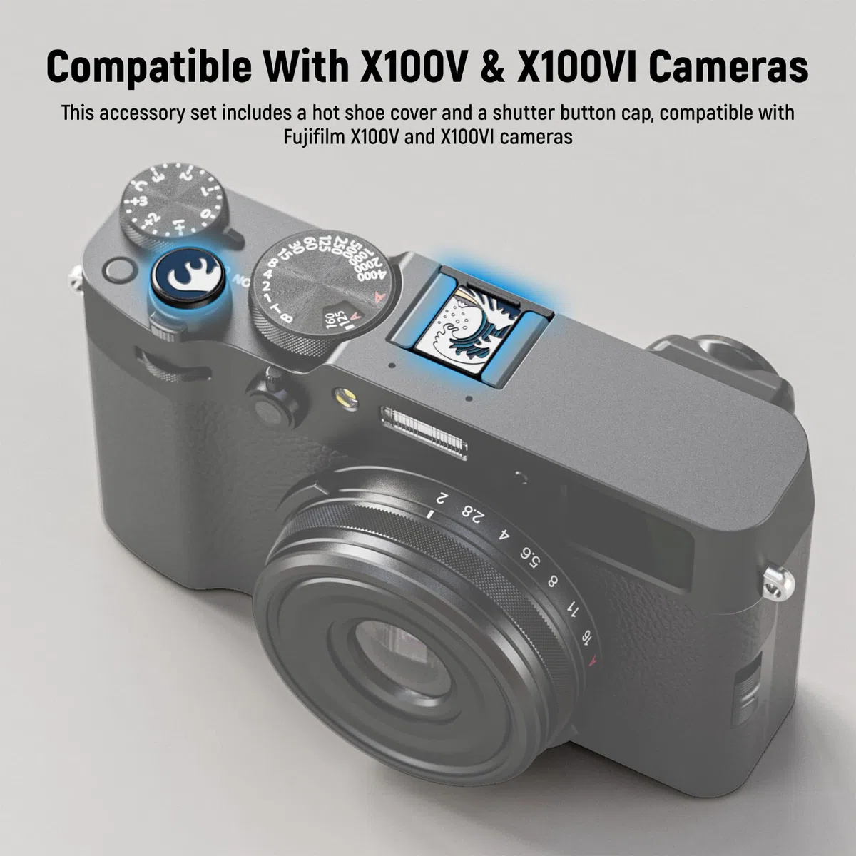 NEEWER X100V X100VI Hot Shoe osłona i zaślepki spustowe, osłona Cold Shoe z wyzwalaczem, akcesoria fotograficzne kompatybilne z Fujifilm X100V X100VI, czarny, CA115