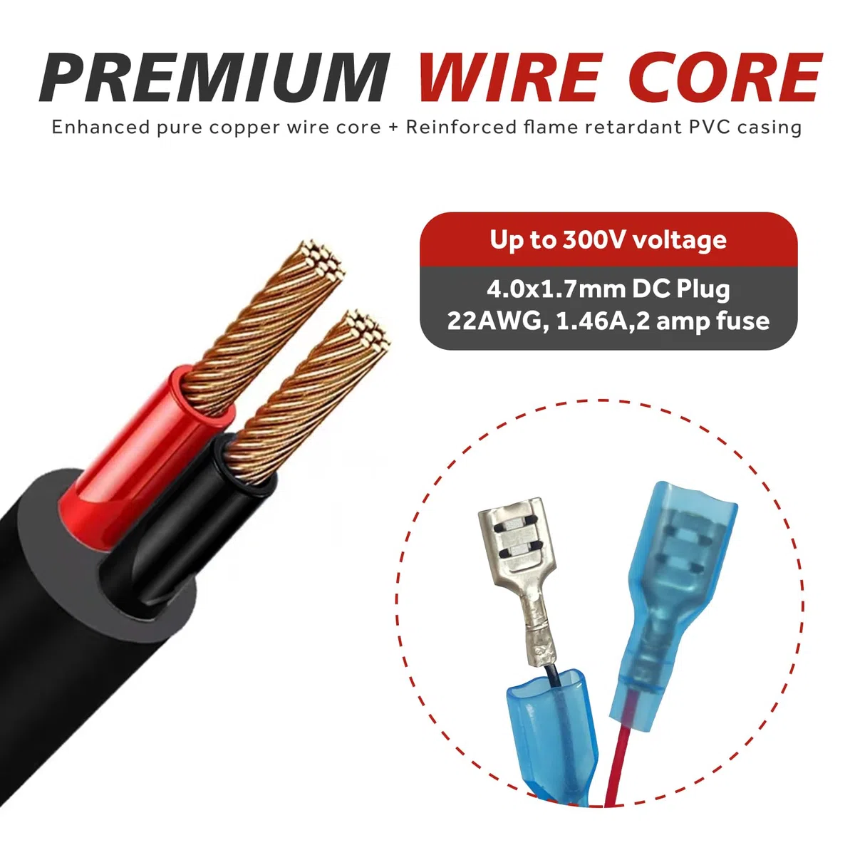 Kabel zasilający do kamery szlakowej 200 cm: wtyczka DC 4 x 1,7 mm, zewnętrzny przewód zasilający, kompatybilny z kamerami Tactacam Reveal X, XB, SK, Snyper itp