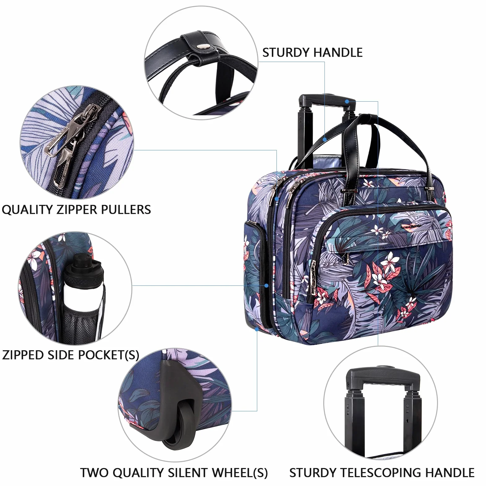 VANKEAN Walcowane etui na laptopa dla kobiet, premium walcowana torba podróżna, pasuje do 38 cm (15,6 cala) na laptopa teczka do przenoszenia, wodoodporna na noc, walcowanie torby komputerowe z