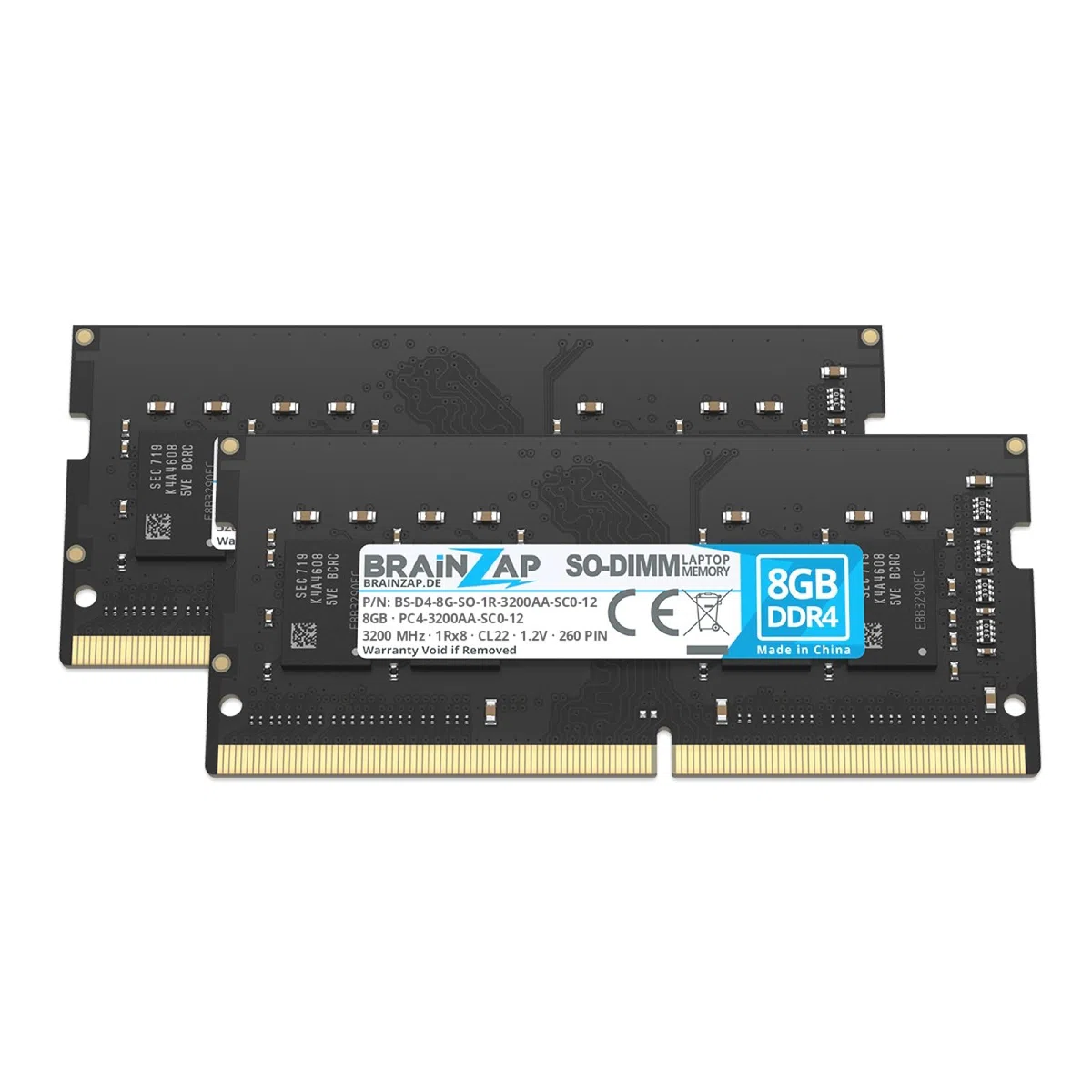 BRAINZAP 16 GB (2X 8 GB) DDR4 RAM SO-DIMM PC4-3200AA-SC0-12 1Rx8 3200 MHz 1.2V CL22 notebook laptop pamięć operacyjna Unbuffered Non-ECC