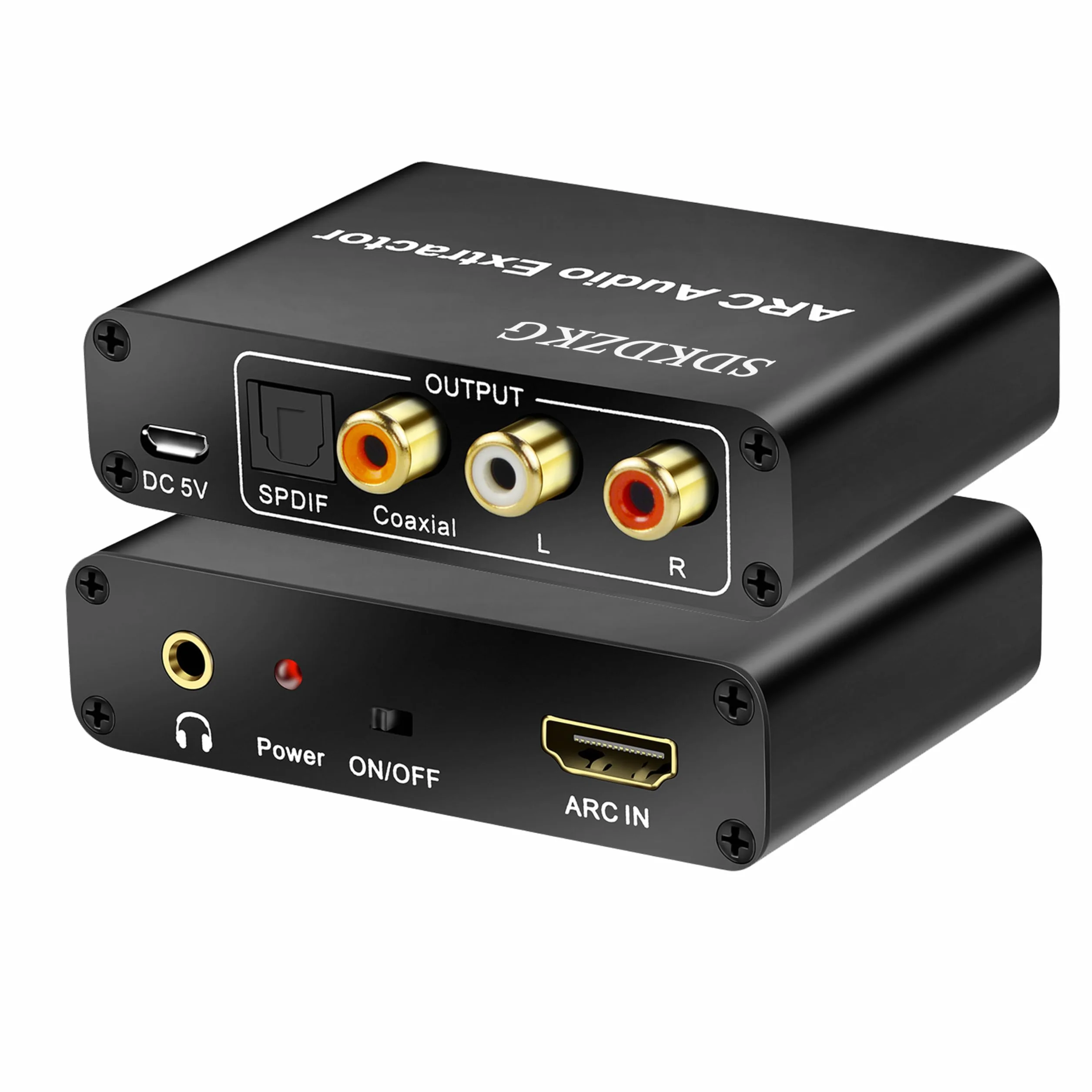 HDMI ARC Audio Konwerter, HDMI ARC Ekstraktor Adapter z Cyfrowy Optyczny Toslink SPDIF Koncentryczny oraz Analogowe RCA L/R 3,5 mm Stereo Audio Konwerter dla HDTV Wzmacniacz Soundbar Głośnik
