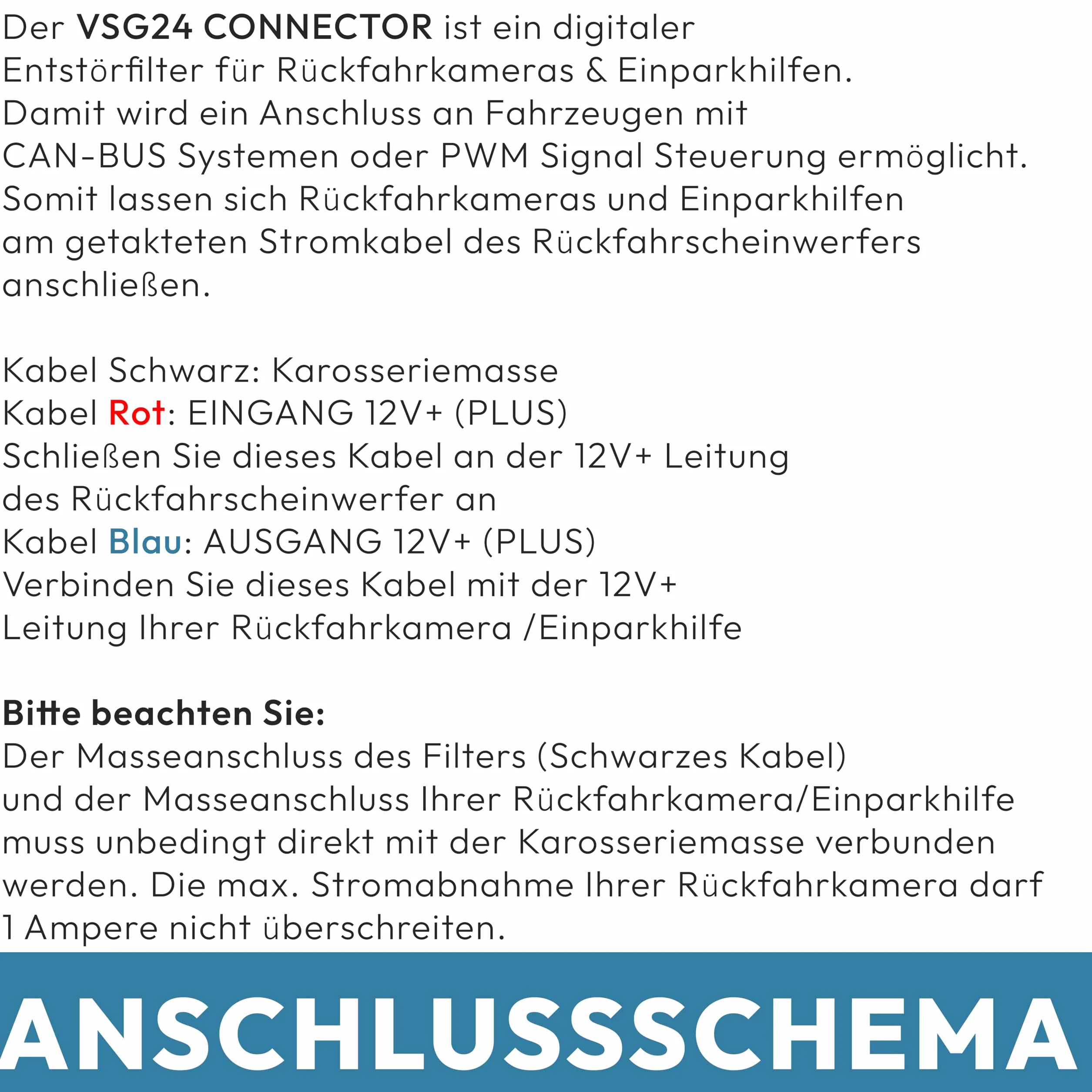CANBUS kabel sygnałowy filtr przeciwzakłóceniowy VSG24 do kamer cofania