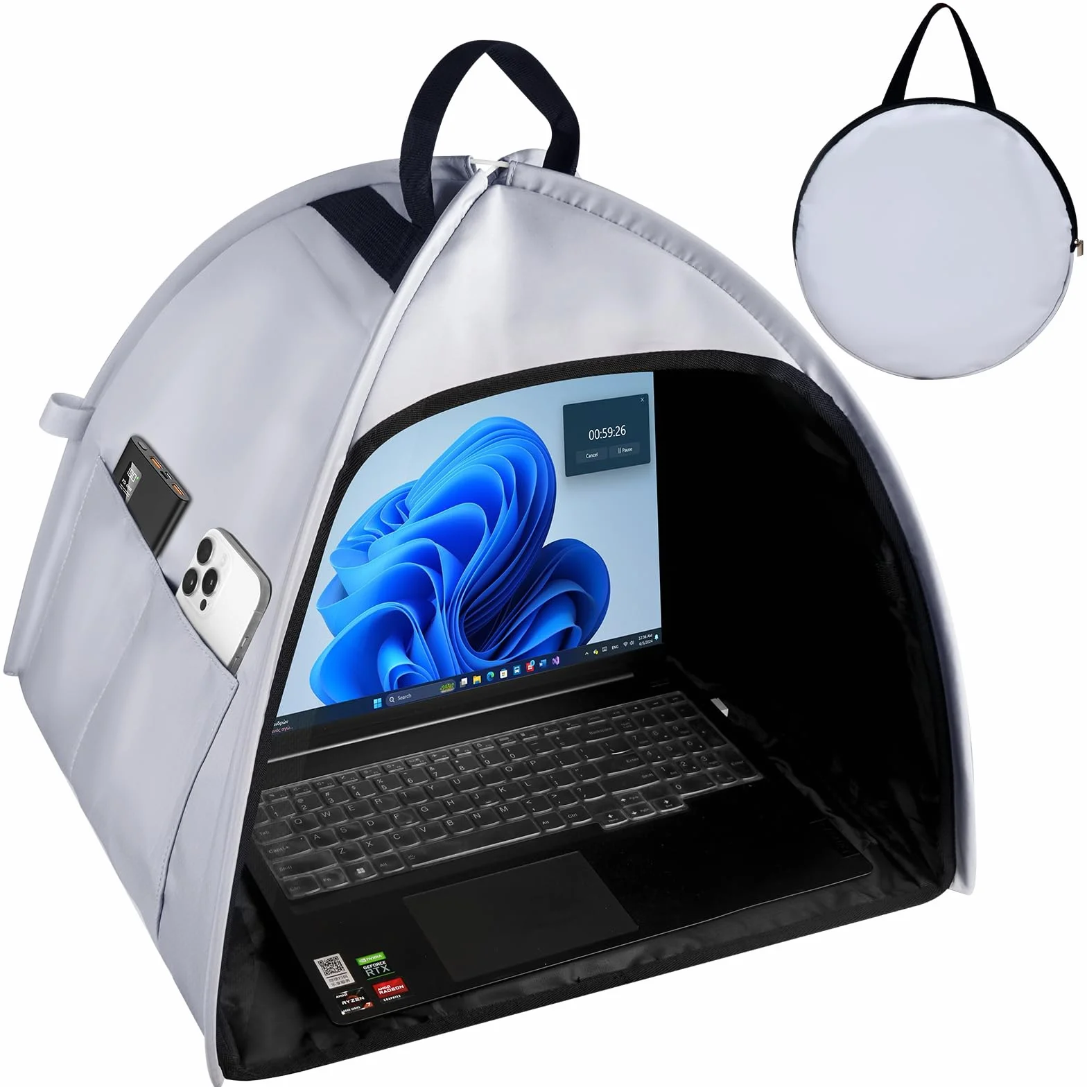 HoYiXi Uniwersalna składana osłona przeciwsłoneczna na laptopa i osłona prywatności - pasuje do MacBooka 33.0-40.6 cm, Dell, Surface, Asus - blokuje światło słoneczne, chroni prywatność, praca na
