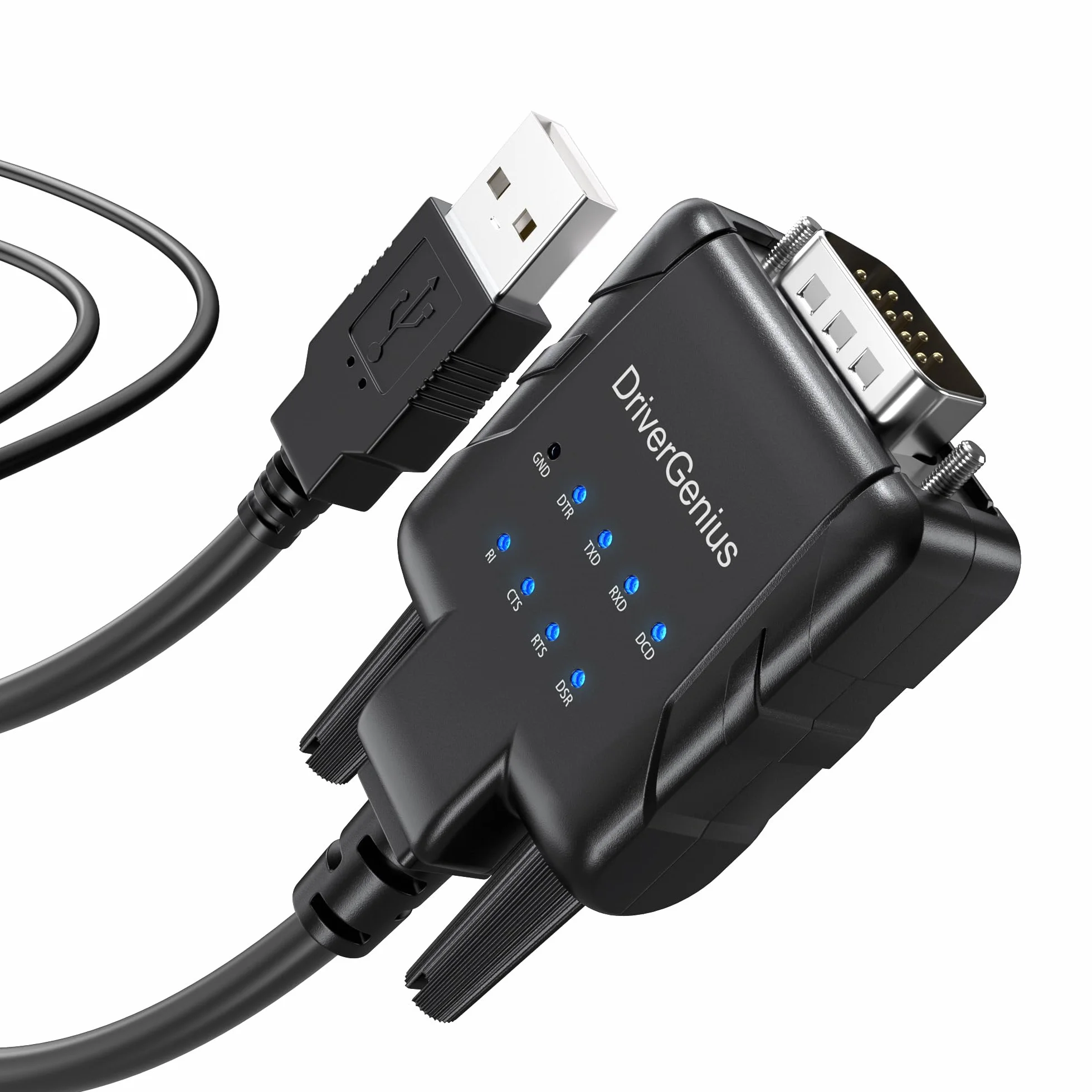 DriverGenius SerialPulseX Adapter USB na RS232 DB9 z Diodami LED do Programowania PLC Robotyki Zbierania Danych Windows 11 macOS