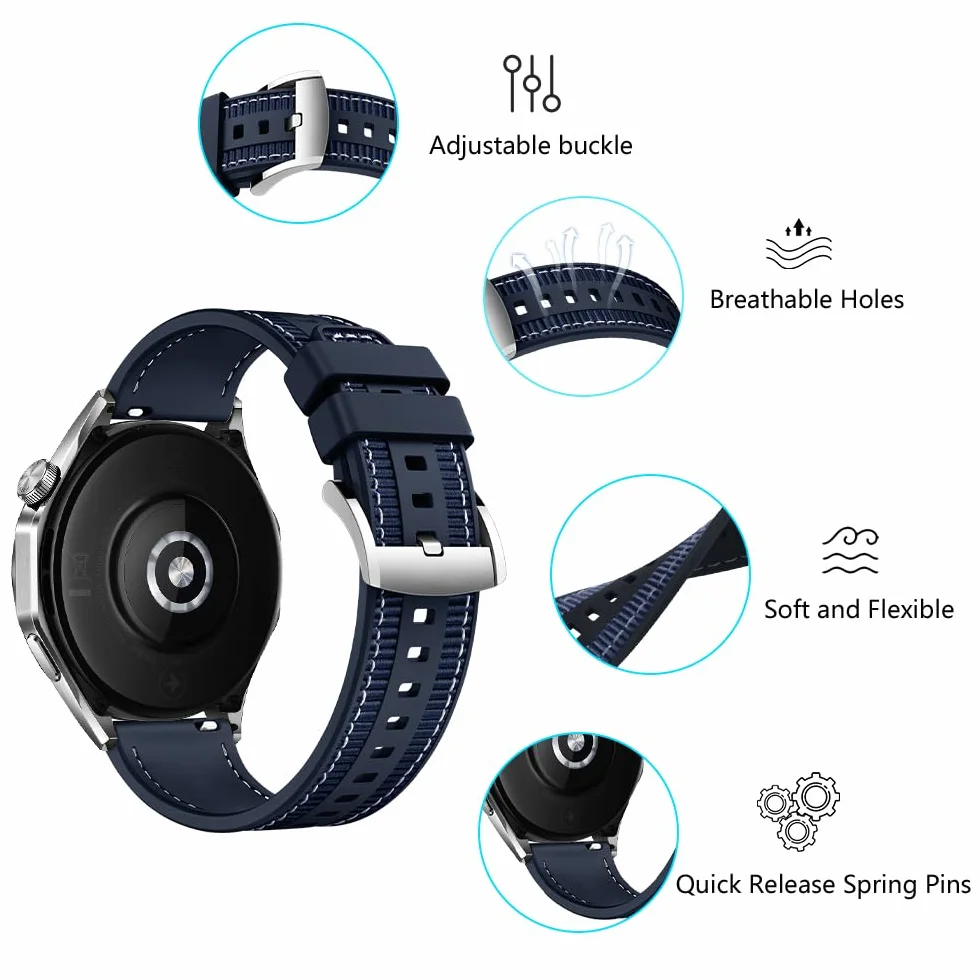 ZoRoll Pasek 22 mm kompatybilny z Huawei Watch GT4 46 mm/Watch 4 Pro/Watch 4/Watch Ultimate/Watch Buds, tkana nylonowa miękka silikonowa wymienna bransoletka sportowa do Huawei Watch 3 Pro