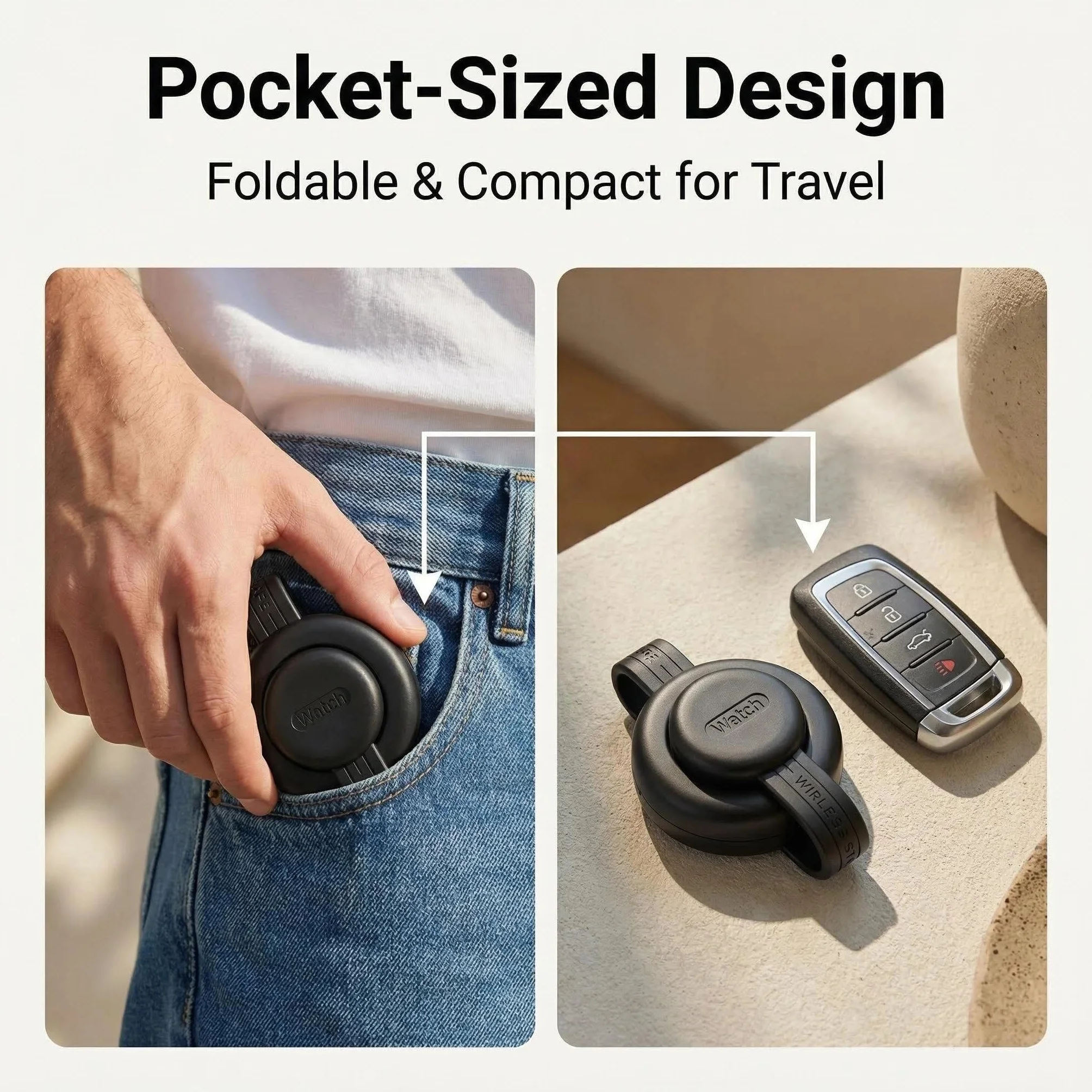 Bezprzewodowa stacja ładująca 3 w 1, składana ładowarka kieszonkowa kompatybilna 15W, składana podróżna podkładka ładująca do iPhone 17/16, AirPods, Apple Watch