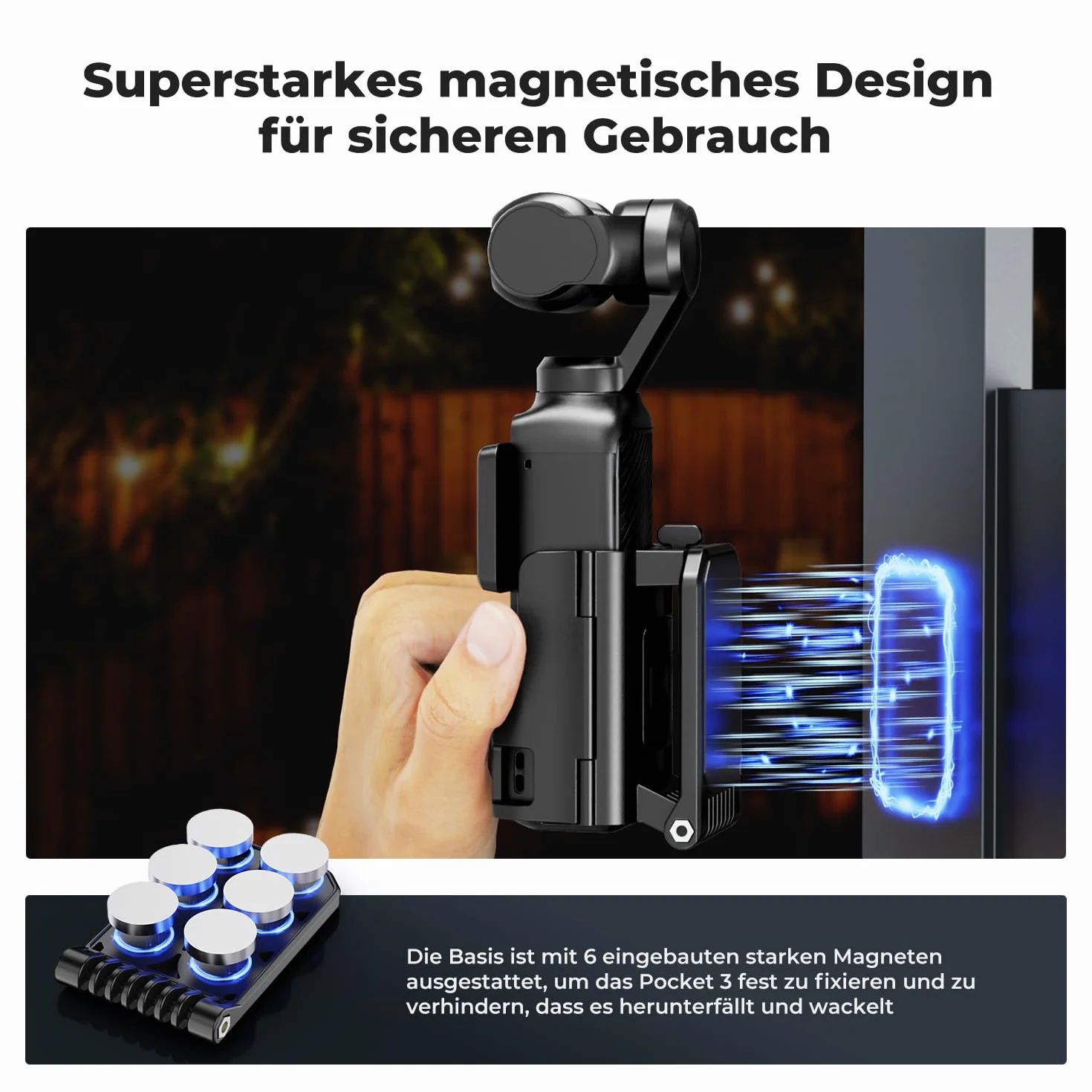 K&F Concept Uchwyt magnetyczny do Dji Osmo Pocket 3, Akcesoria Podstawa uchwytu magnetycznego Kompatybilny z dji OSMO Pocket 3 Creator Combo