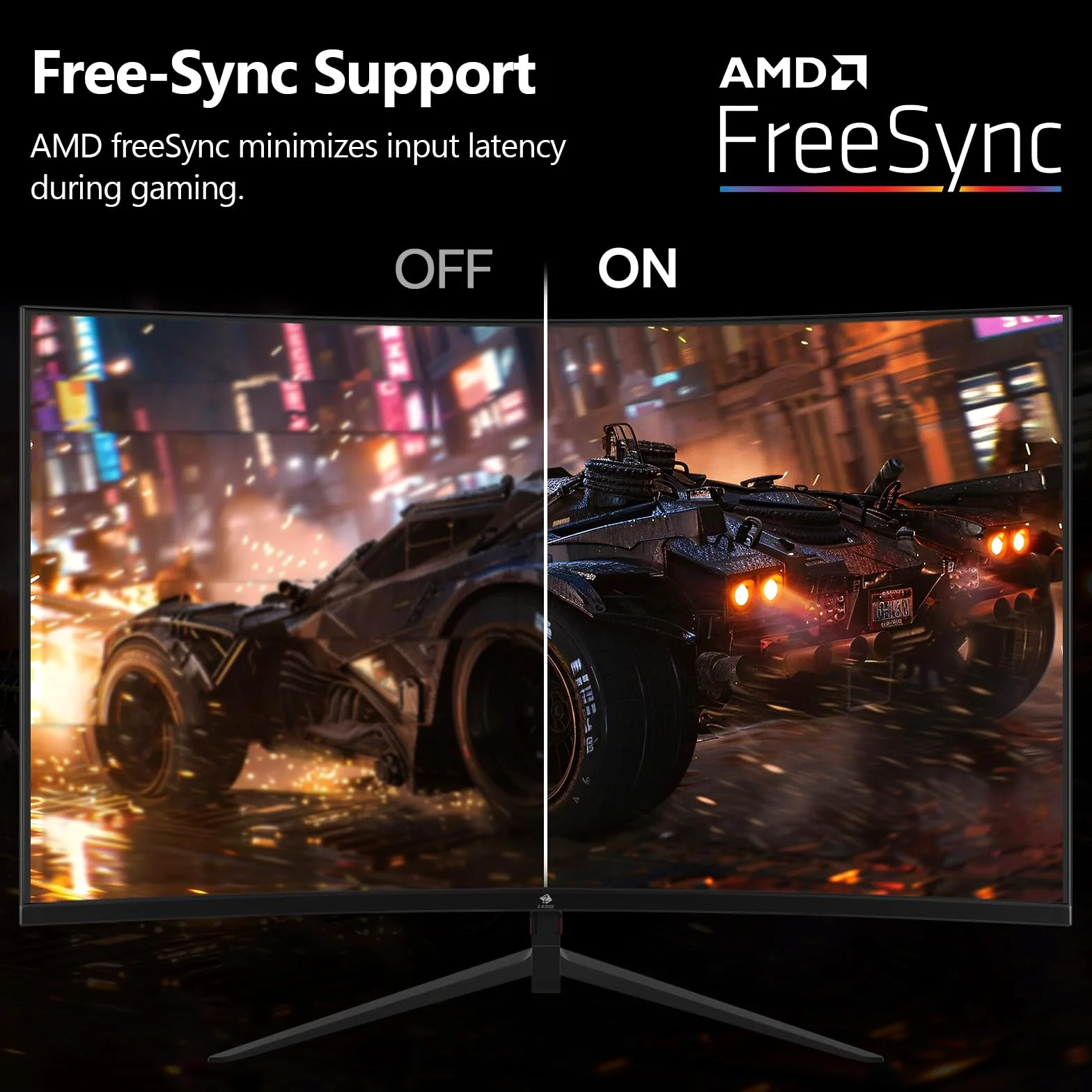 Z-Edge 24 calowy Curved Monitor do gier 180Hz 1ms MPRT, jasność 300cd/m², Zakrzywiony Ekran Full HD 16:9, Panel VA, FreeSync, HDMI DP - Czarny