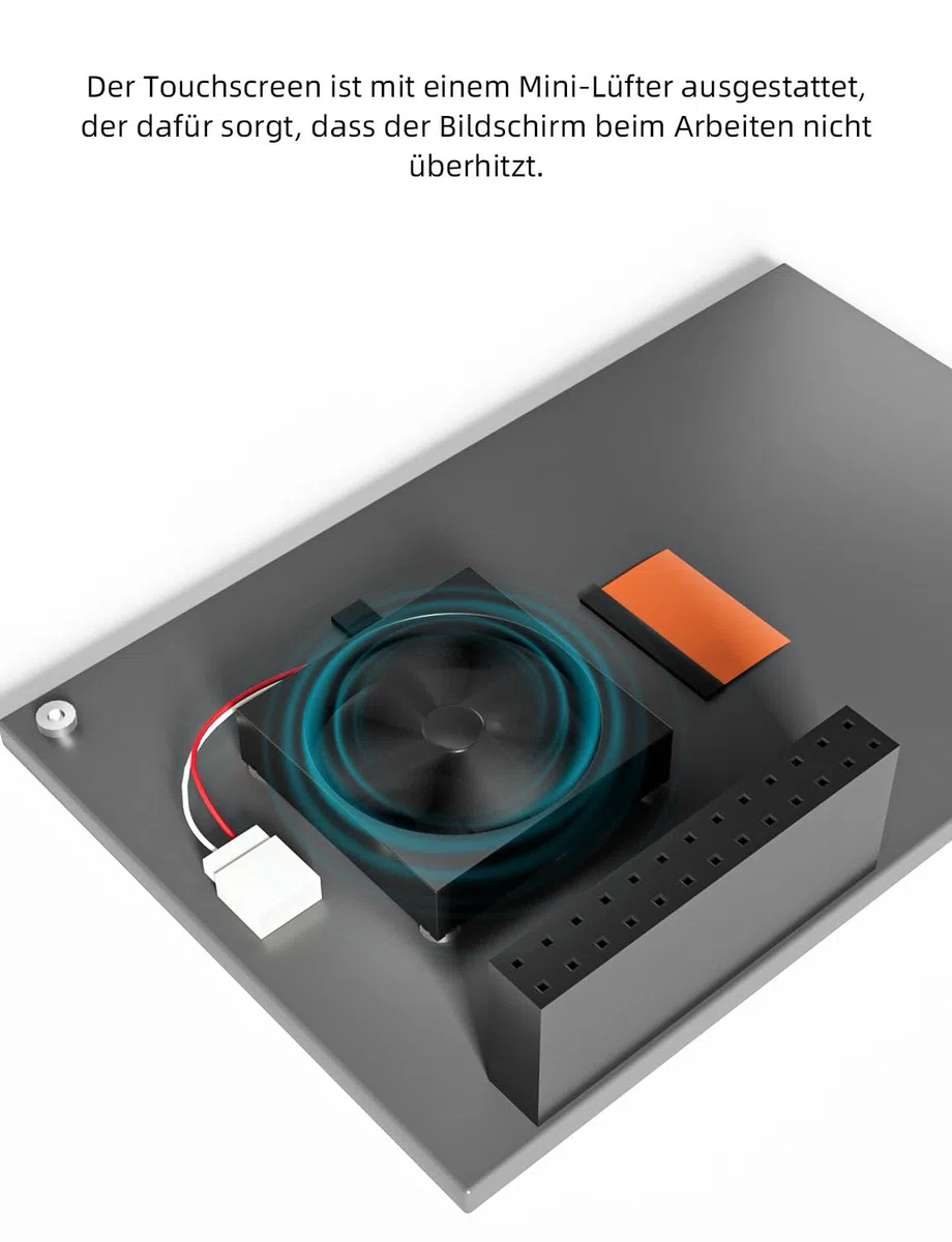 CUQI Ekran dotykowy 3,5 cala, 480 x 320 pikseli, 60 kl./s, mini monitor z rysikiem i mini wentylatorem, do Raspberry Pi 3/4/5