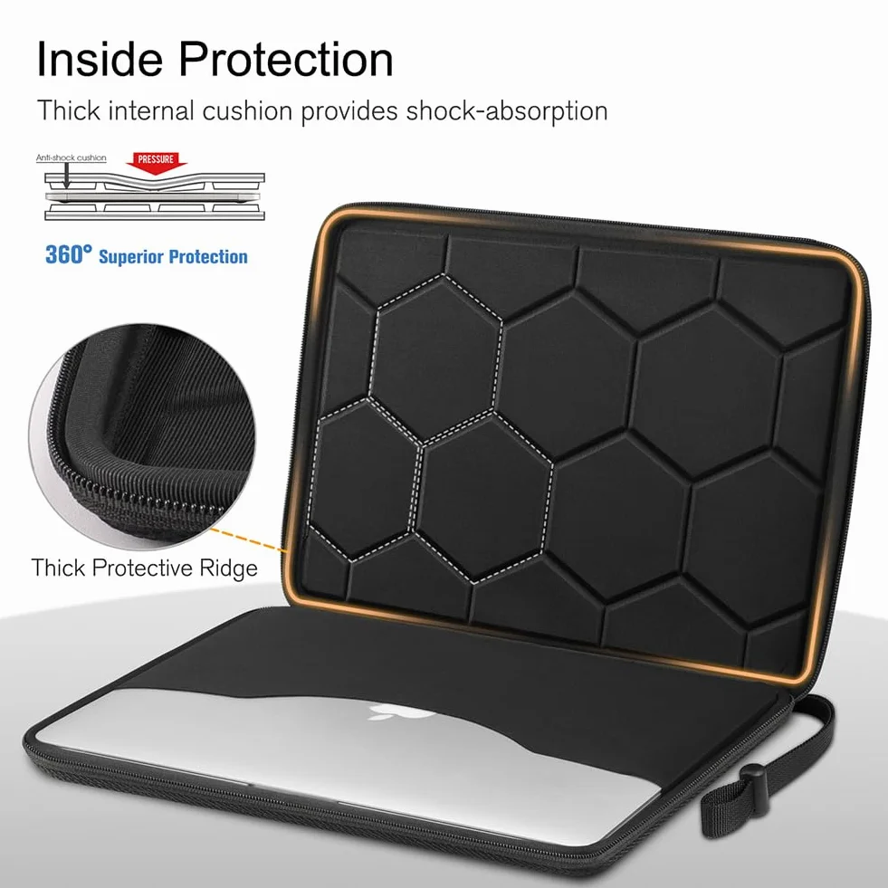 FINPAC Twardy pokrowiec na laptopa MacBook Pro 14 cali 2023-2021 M2 M1, MacBook Air 13" 2022-2018, 13" MacBook Pro 2022-2016, wodoodporne etui do Dell XPS 13, Surface Laptop, HP, Acer, czarny