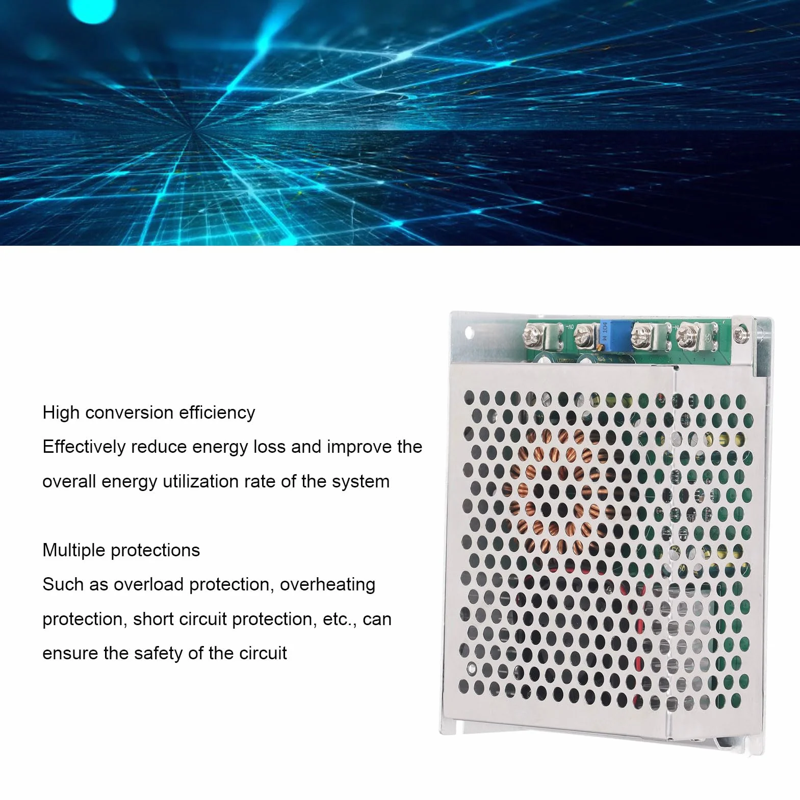 Moduł Obniżający Napięcie DC-DC 50A 1000W Wejście DC25-90V Regulowane Wyjście DC2,5-50V z Wentylatorem