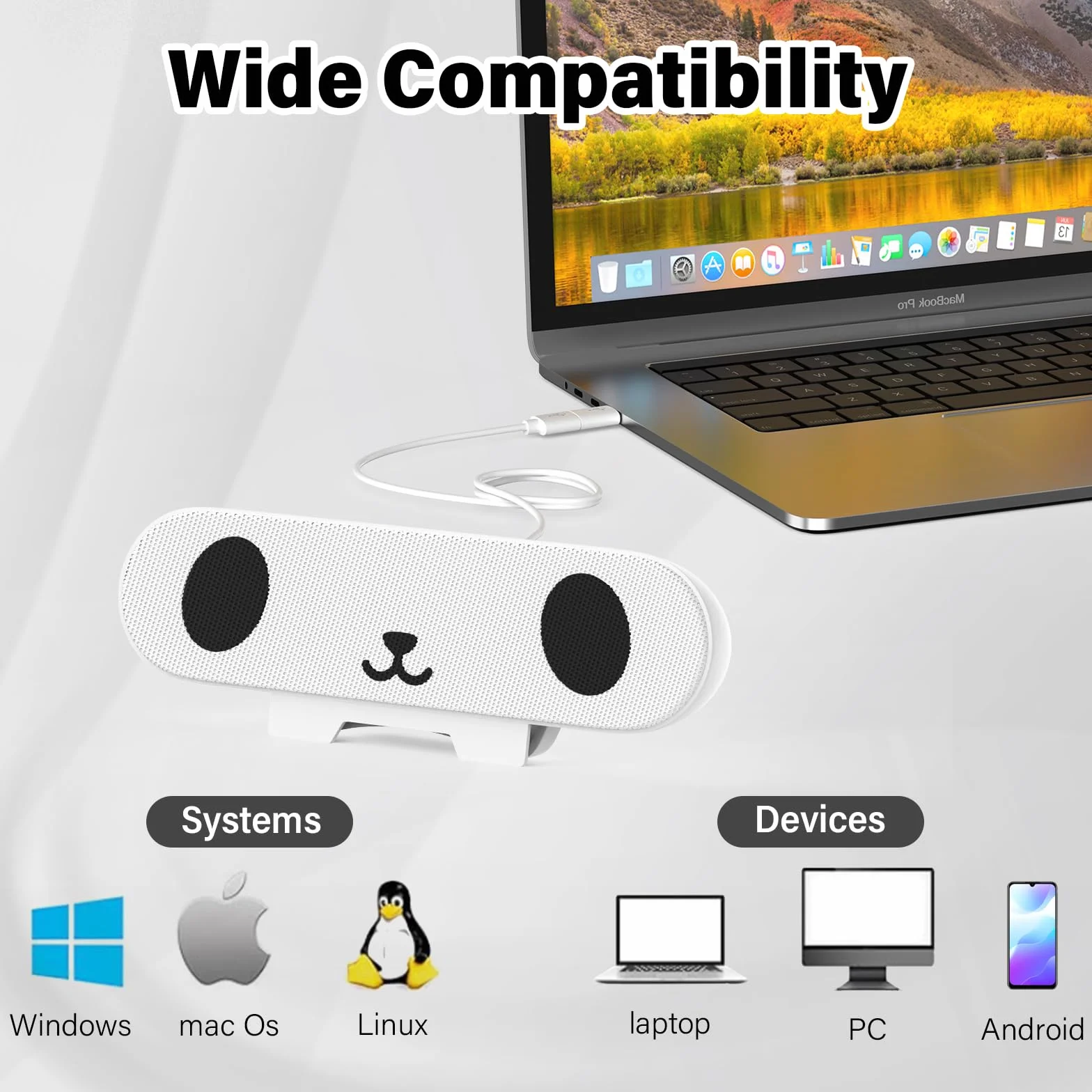 Głośnik do monitora do komputera PC, przenośne głośniki komputerowe USB do komputerów stacjonarnych, laptopów, miniaturowy głośnik, soundbar z klipsem do monitora, funkcja plug and play