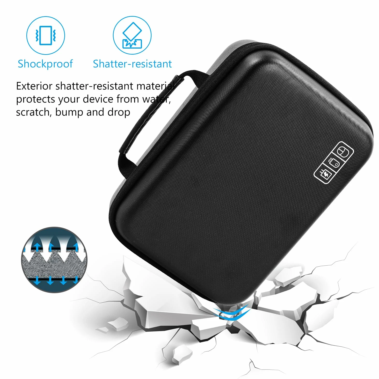 ProCase Organizer na akcesoria elektroniczne, torba podróżna, przenośna, elektroniczna torba na kabel do MacBooka Power Adapter, kabel, Apple Pencil, mysz, pamięć USB, powerbank, karta SD, Xl-czarny