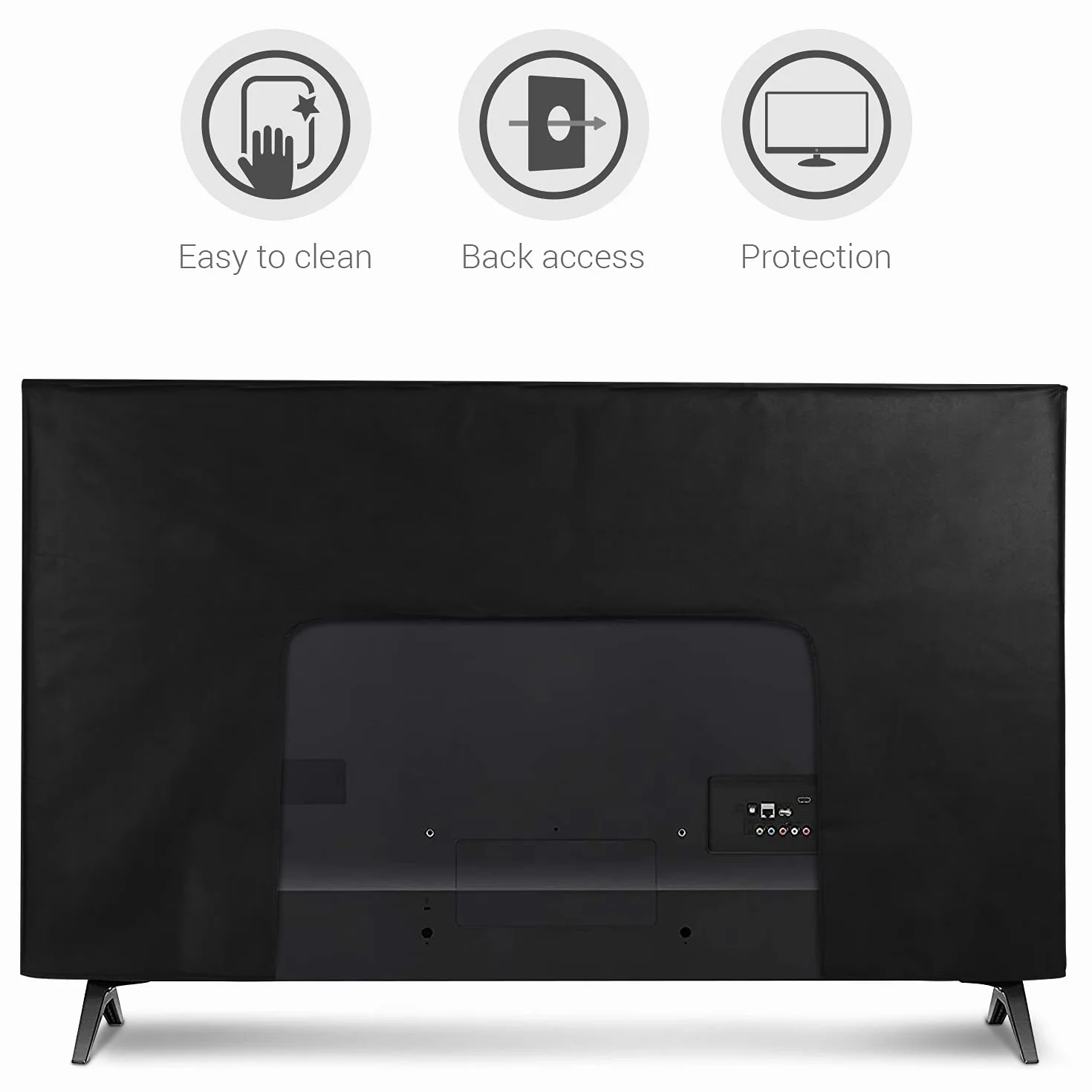 kwmobile Osłona przeciwpyłowa do telewizora 139.7 cm - ochraniacz na telewizor z płaskim ekranem - zarys podróżny biały/czarny