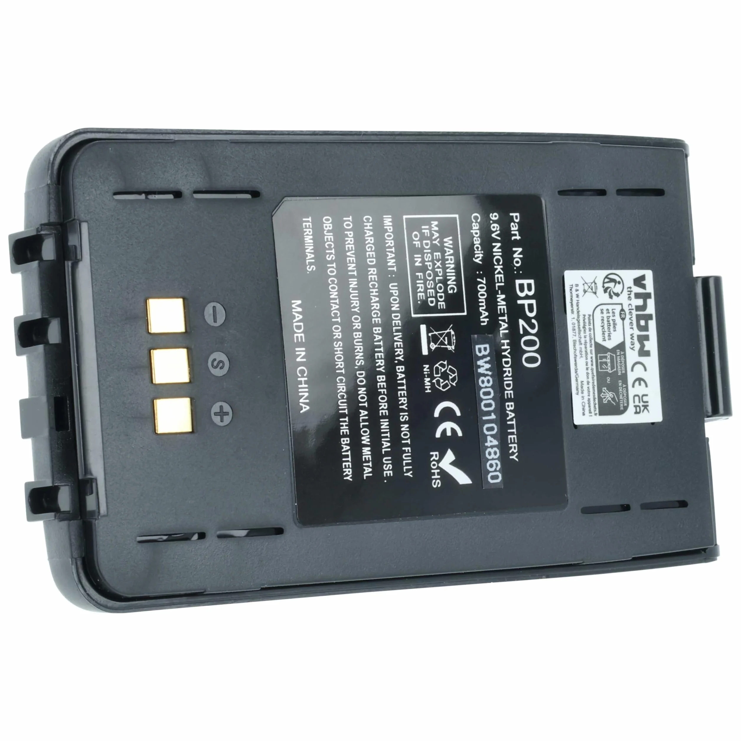 vhbw Zamiennik baterii Icom BP-200 750mAh 9,6V NiMH + klips