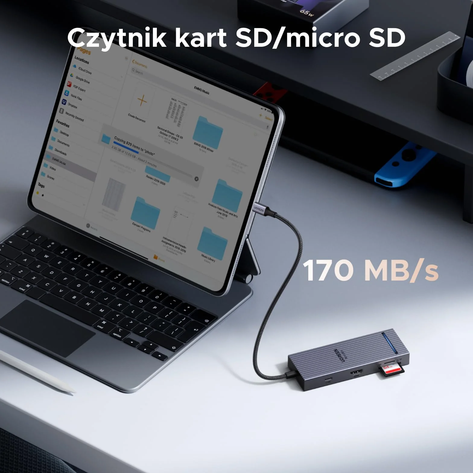 UGREEN Revodok Pro 10Gbps USB C Hub, adapter USB C HDMI 4K@60Hz, stacja dokująca USB-A 3.2, 2xUSB-C 3.2, czytnik kart SD/TF, PD 100W