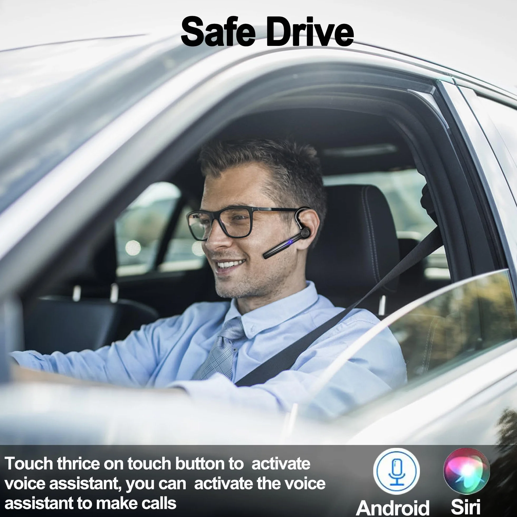Zestaw słuchawkowy Bluetooth z mikrofonem Bluetooth 48 godzin, zestaw słuchawkowy Bluetooth bez użycia rąk, słuchawki douszne, do telefonu iPhone Samsung Android