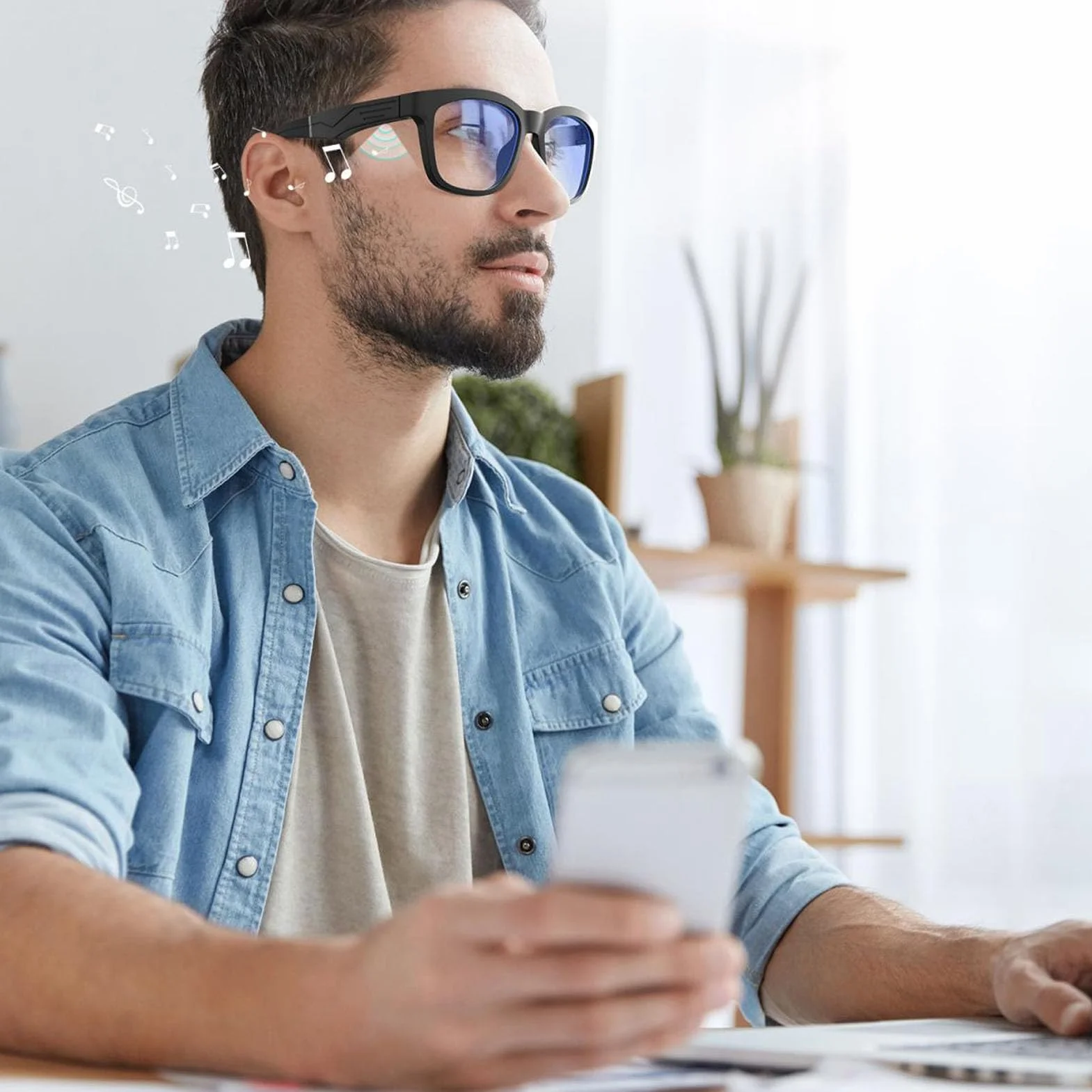 Inteligentne Okulary Bluetooth 5.0 z Filtrem Niebieskiego światła, Inteligentne Okulary Audio dla Kobiet i Mężczyzn, Wbudowany Mikrofon i Głośnik, Polaryzacyjne Soczewki