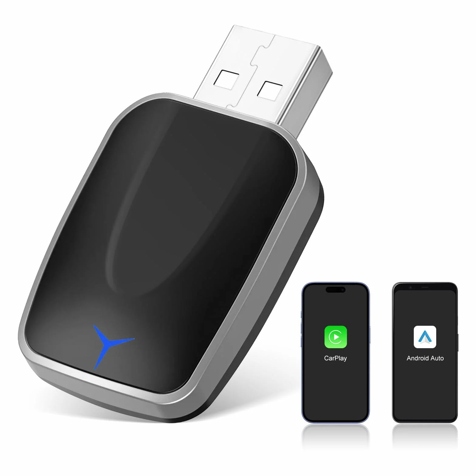 Bezprzewodowy adapter CarPlay Android Auto 2 w 1, Plug and Play, do samochodów z przewodowym CarPlay i Android Auto, obsługuje iOS 10+ i Android 11+ (jednokierunkowy Ende-075)