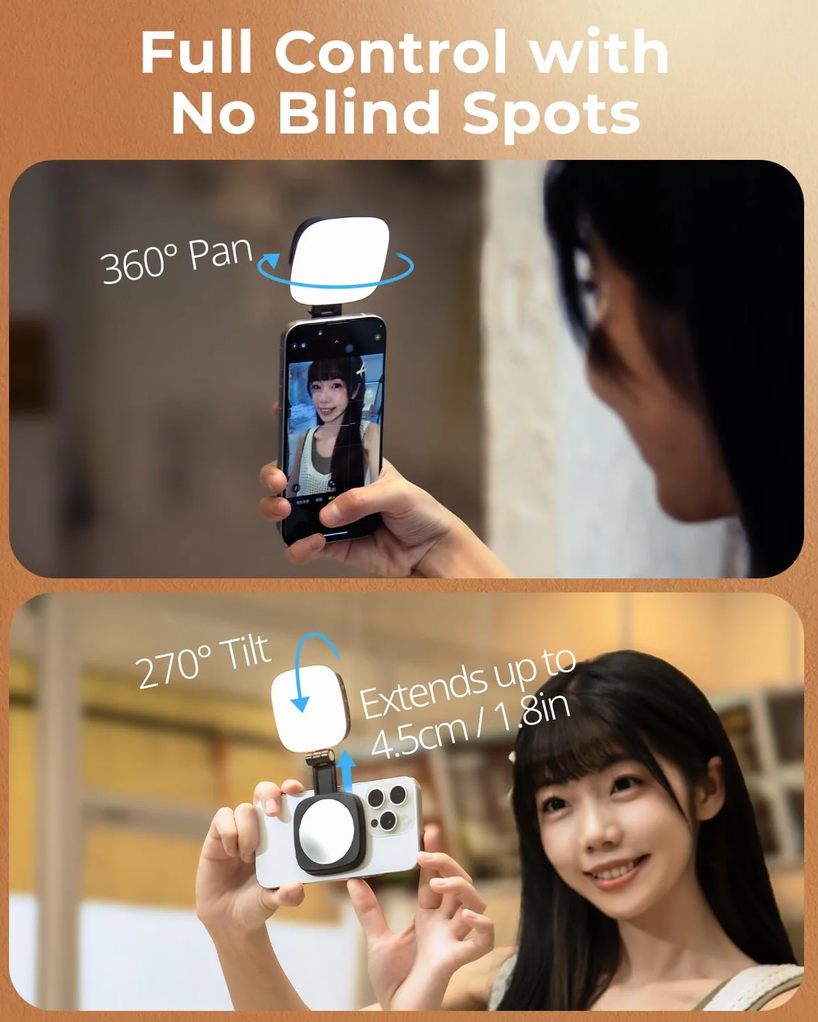 SMALLRIG Magnetic Selfie Light Vibe P48 Black do iPhone'a, lampa do telefonu z MagSafe